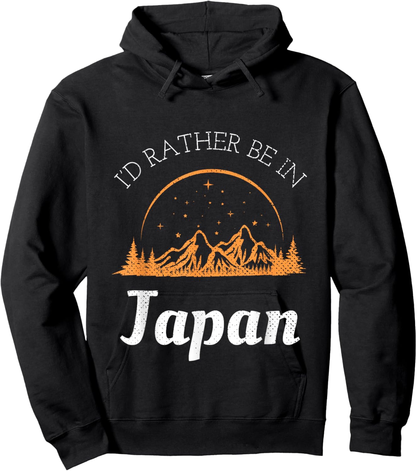 Retro & Vintage I'd Rather Be In Japan Black Vintage Casual -Adults Hoodie - Hoodie | Black