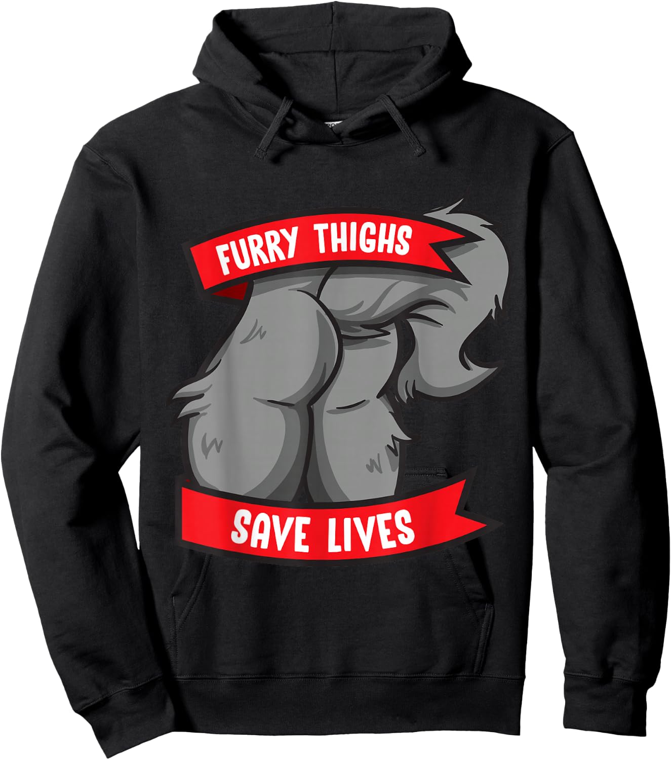 Wolf Furry Thighs Save Lives Proud Furry Pride Fandom Hoodie - Hoodie | Black
