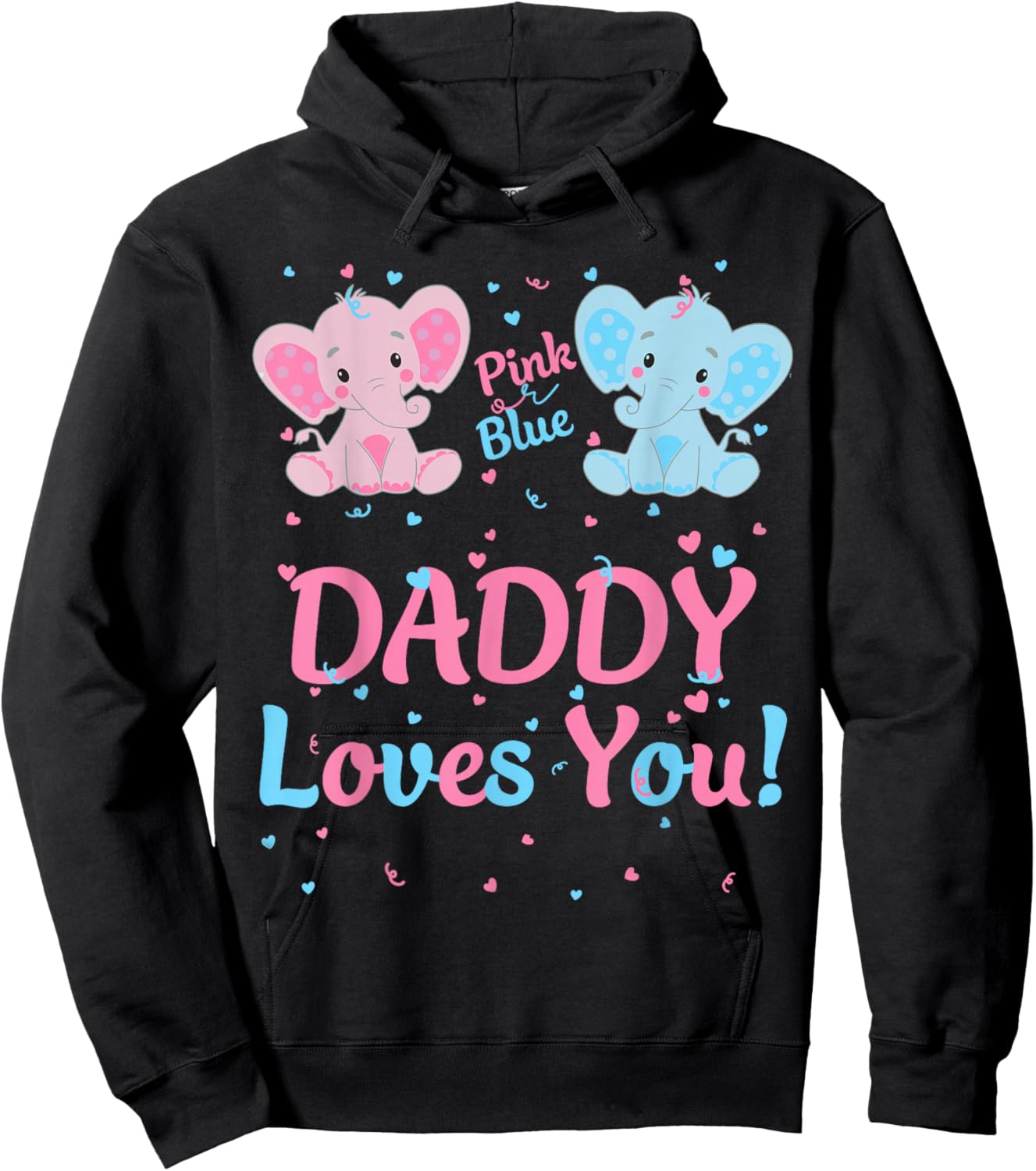 Daddy Gender Reveal Elephant Pink or Blue Matching Family Hoodie - Hoodie | Black