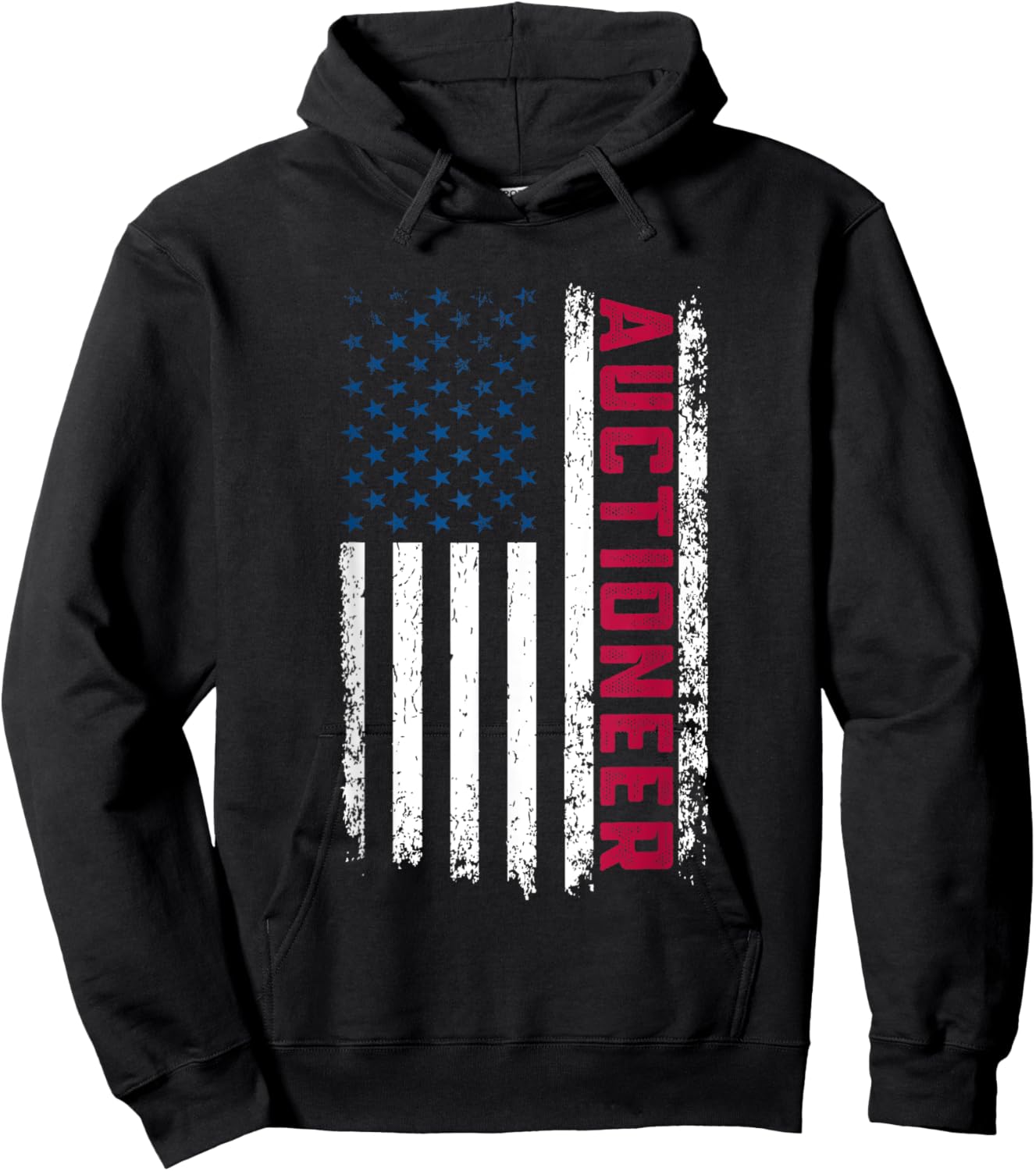 Auctioneer American Flag 4th July USA Patriotic Auctioneer Hoodie - Hoodie | Black