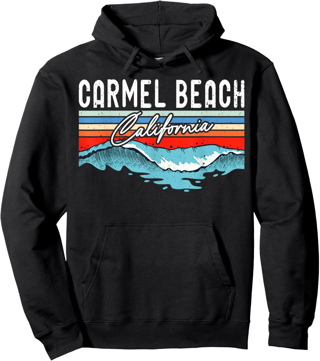 Retro Carmel Beach California Surfer Surfboarder Men Women Kids Hoodie - Hoodie | Black