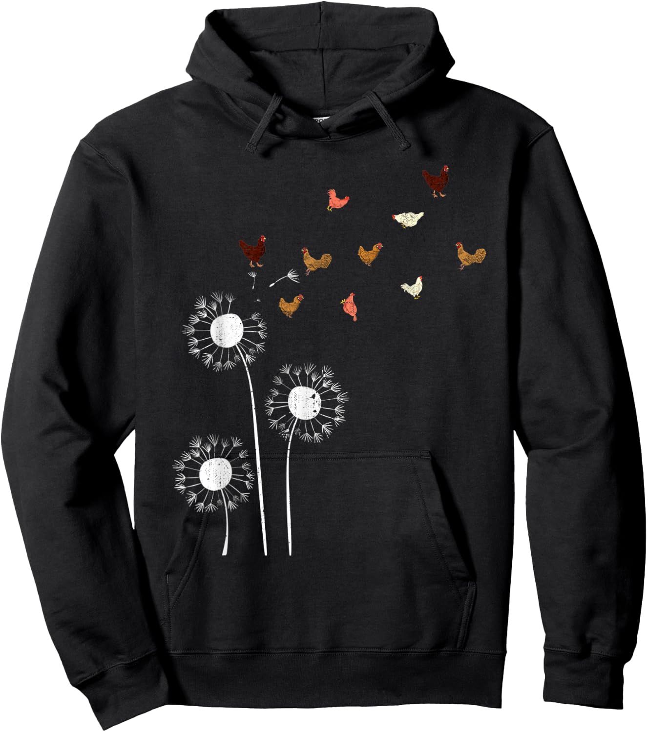 Poultry Farm Animal Farming Farmer Bird Dandelion Chicken Hoodie - Hoodie | Black