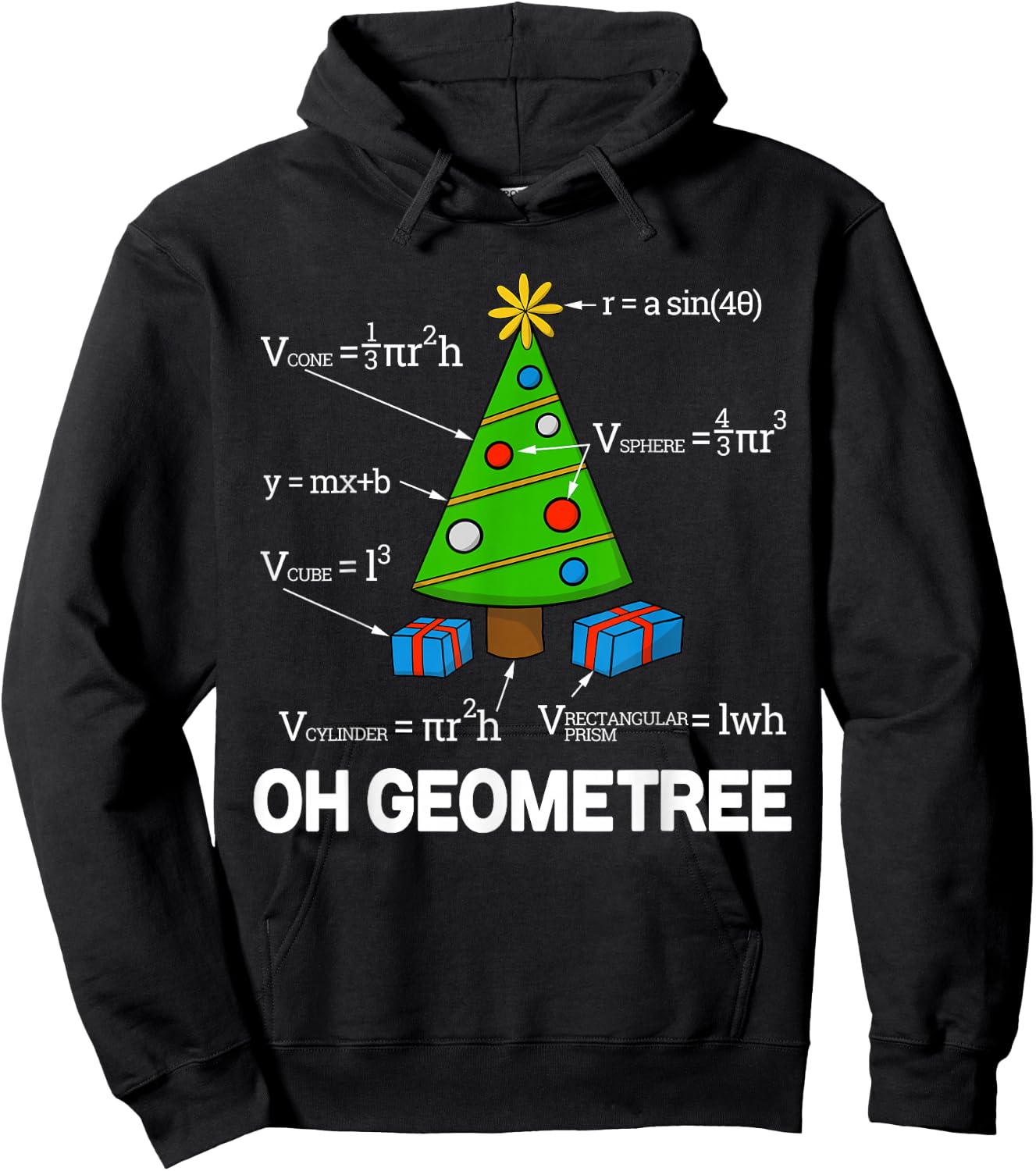Funny Math Geometry Christmas Tree Geometree Teacher Hoodie - Hoodie | Black