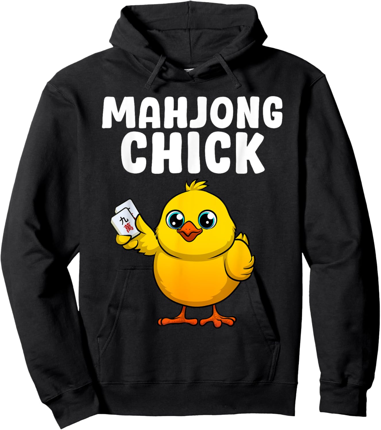 Funny Mahjong Chick Design Girls Mahjong Player Hoodie - Hoodie | Black