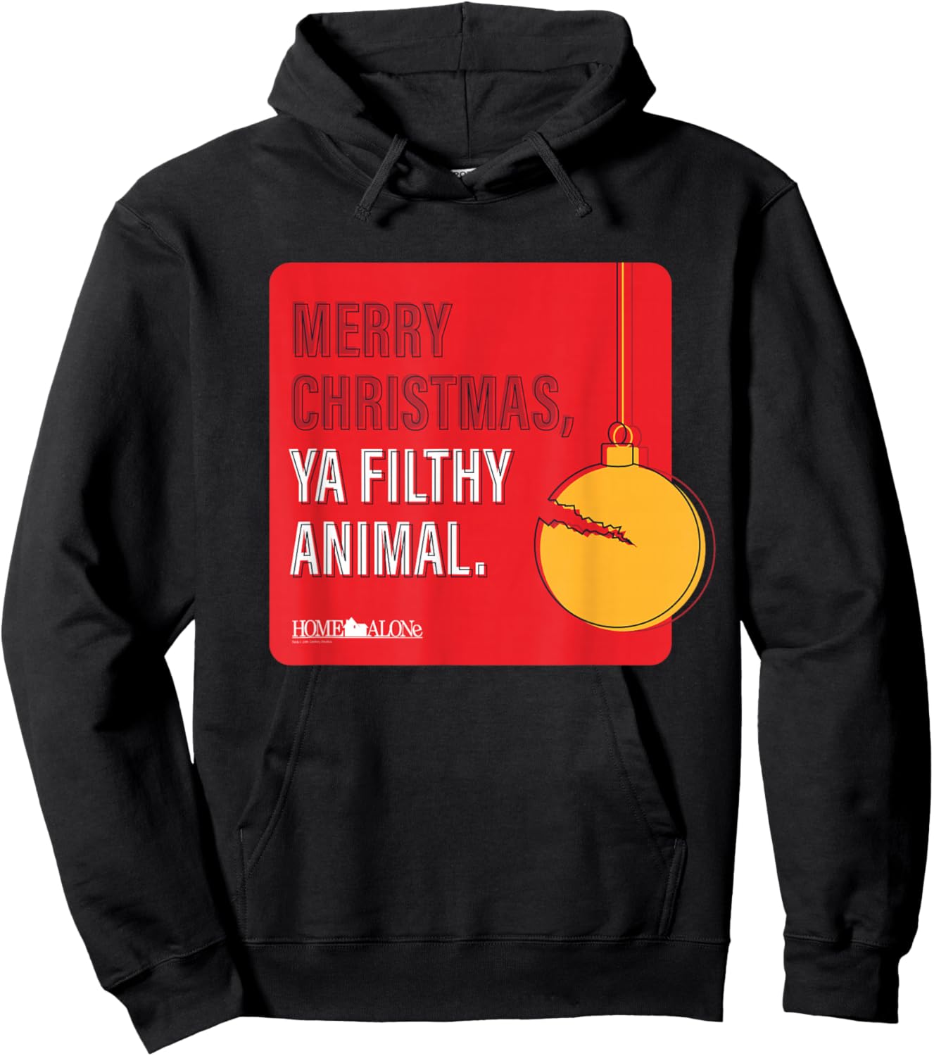 20th Century Studios Home Alone Movie Quote Merry Christmas, Ya Filthy Animal -Adults-Youth Hoodie - Hoodie | Black