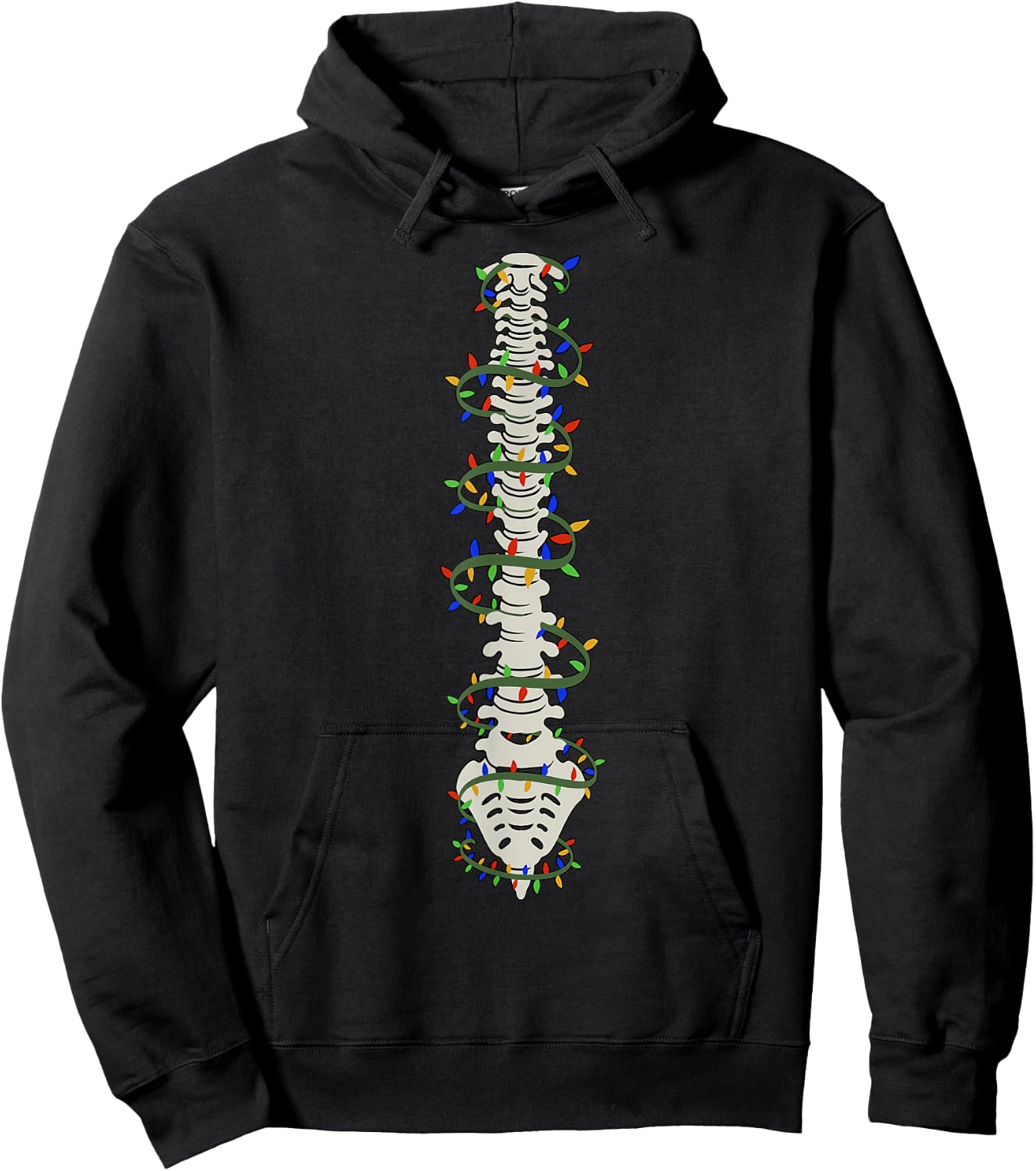 Chiropractic Spine Christmas Light Chiropractor Anatomy Bone Hoodie - Hoodie | Black