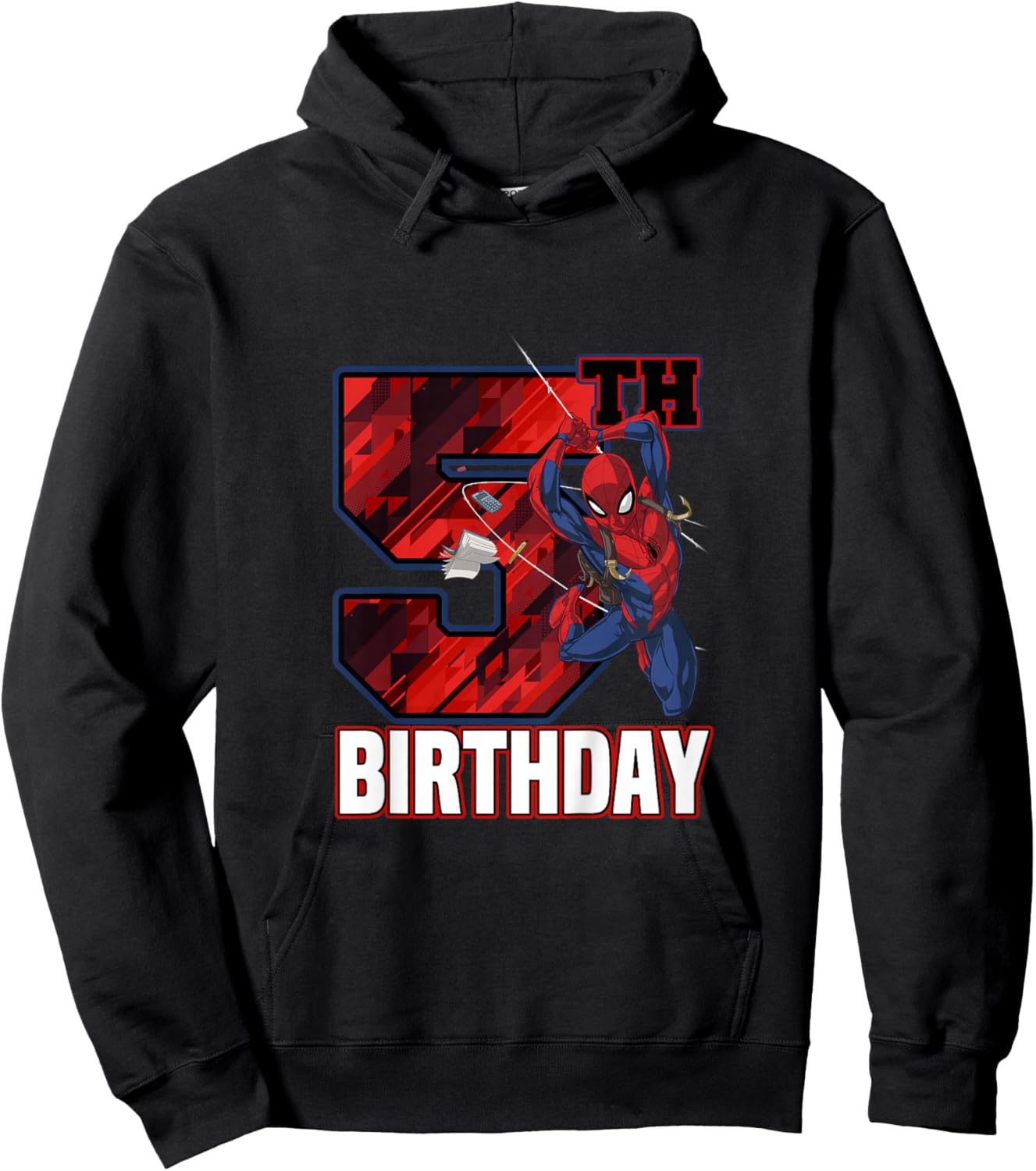 Kids Marvel Spider-Man Classic Epic Swinging 5th Birthday Hoodie - Hoodie | Black