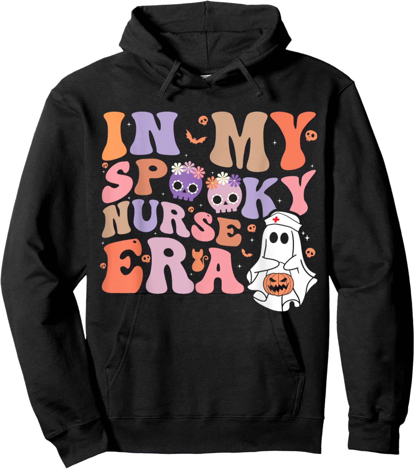 Retro Groovy Halloween In My Spooky Nurse Era Scary RN Hoodie - Hoodie | Black
