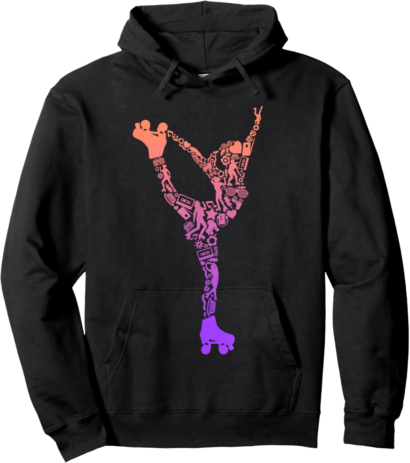 Roller Skates Roller Skates Symbols Girls Roller Skates Hoodie - Hoodie | Black