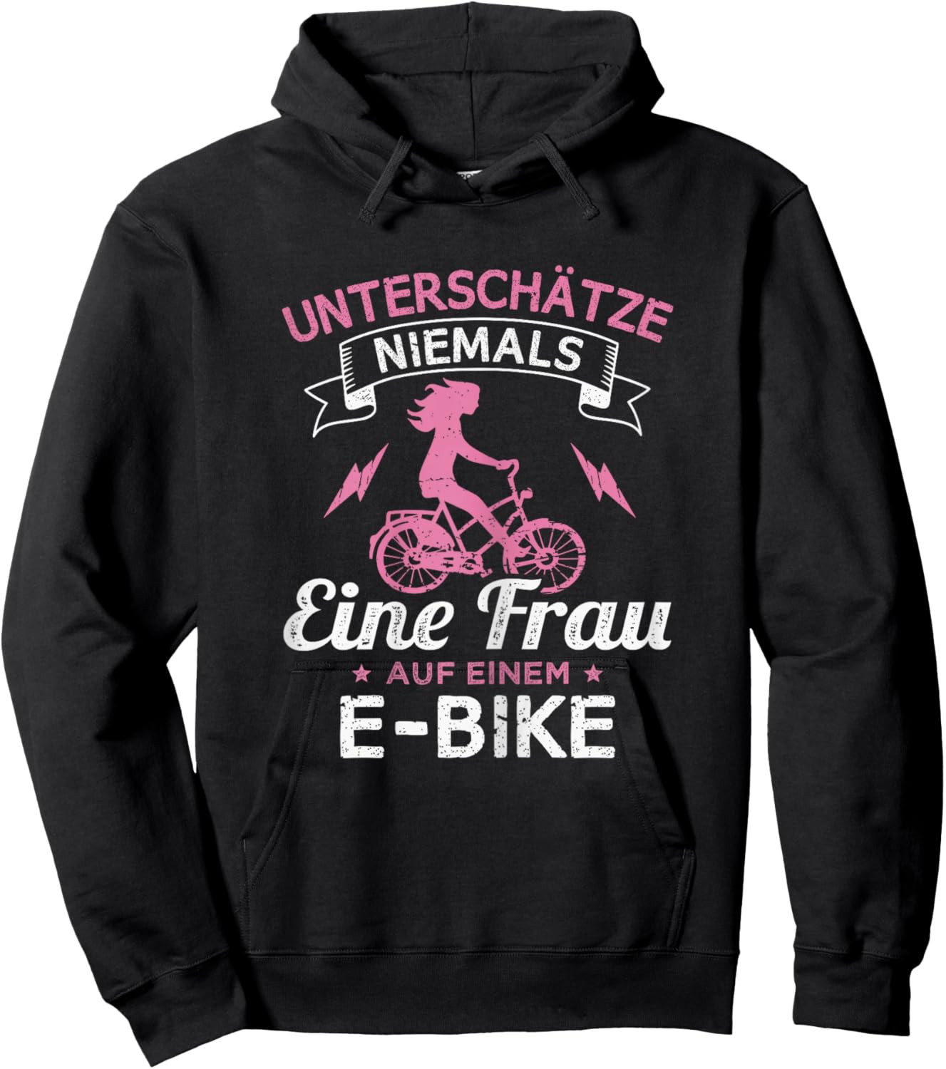 Unterschätze niemals eine Frau auf einem E-Bike Hoodie - Hoodie | Black