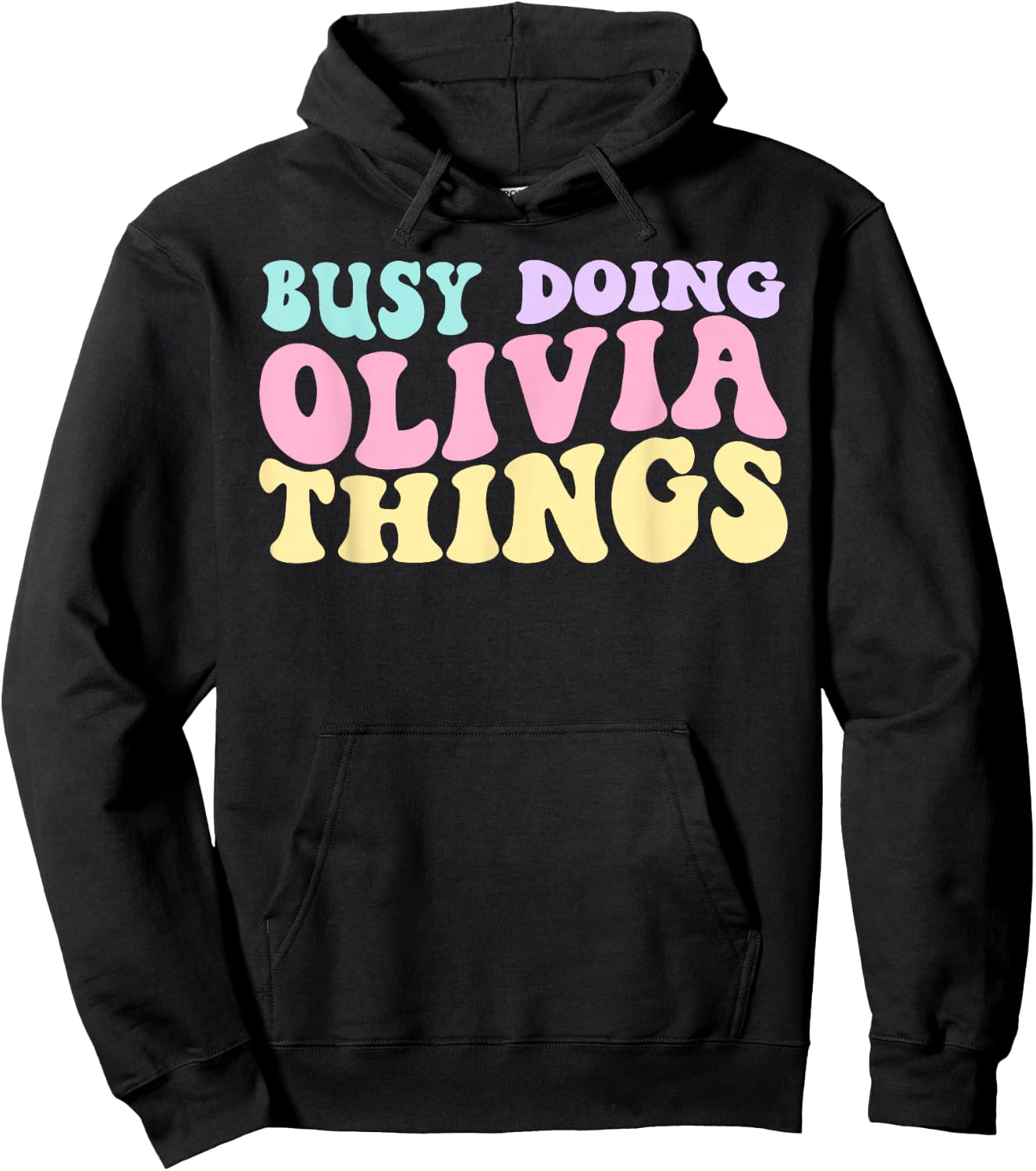 Kids Personalized Busy Doing Olivia Things Cute Girls Hoodie - Hoodie | Black