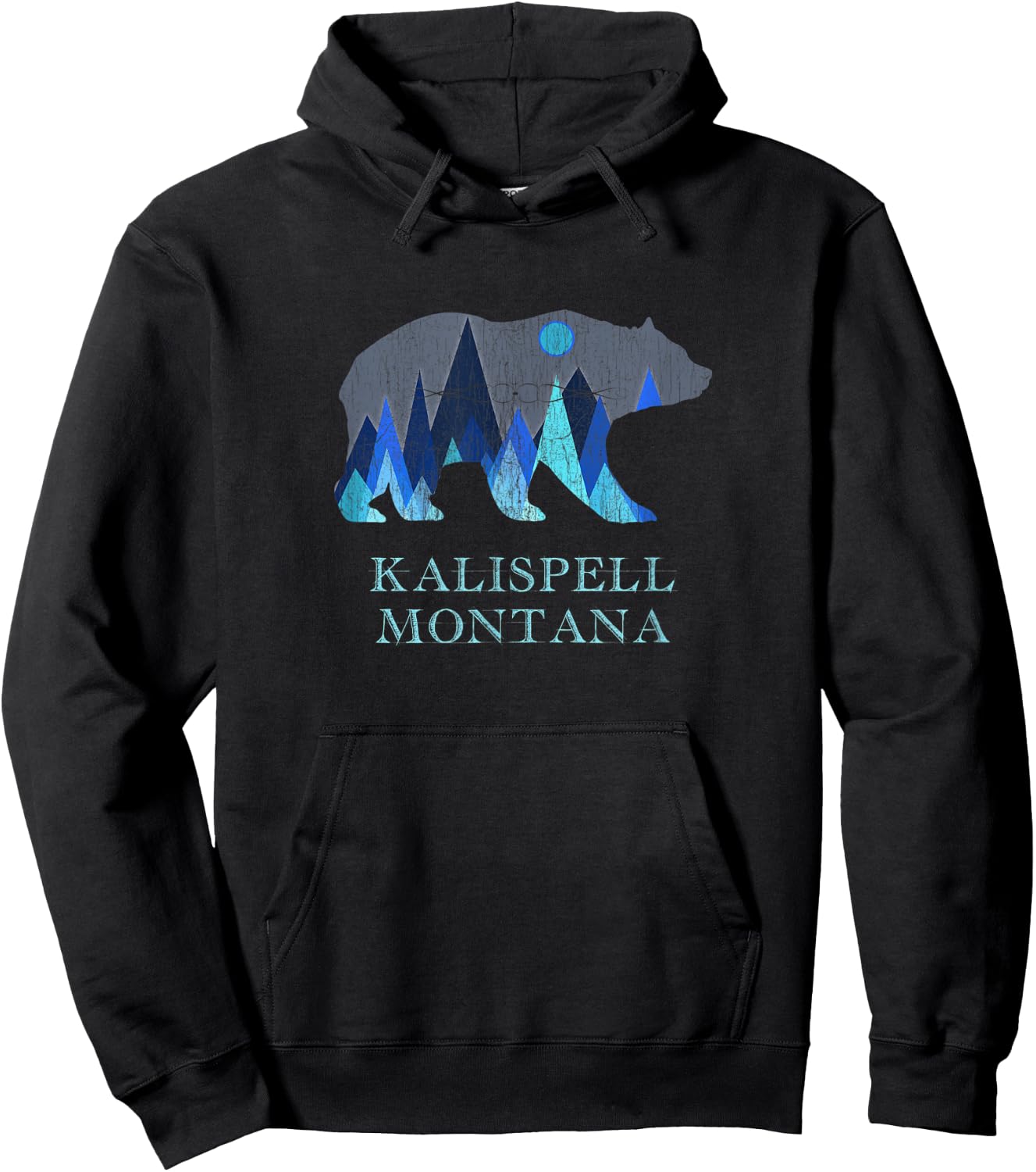 Vintage Kalispell Montana Grizzly Bear Hoodie - Hoodie | Black