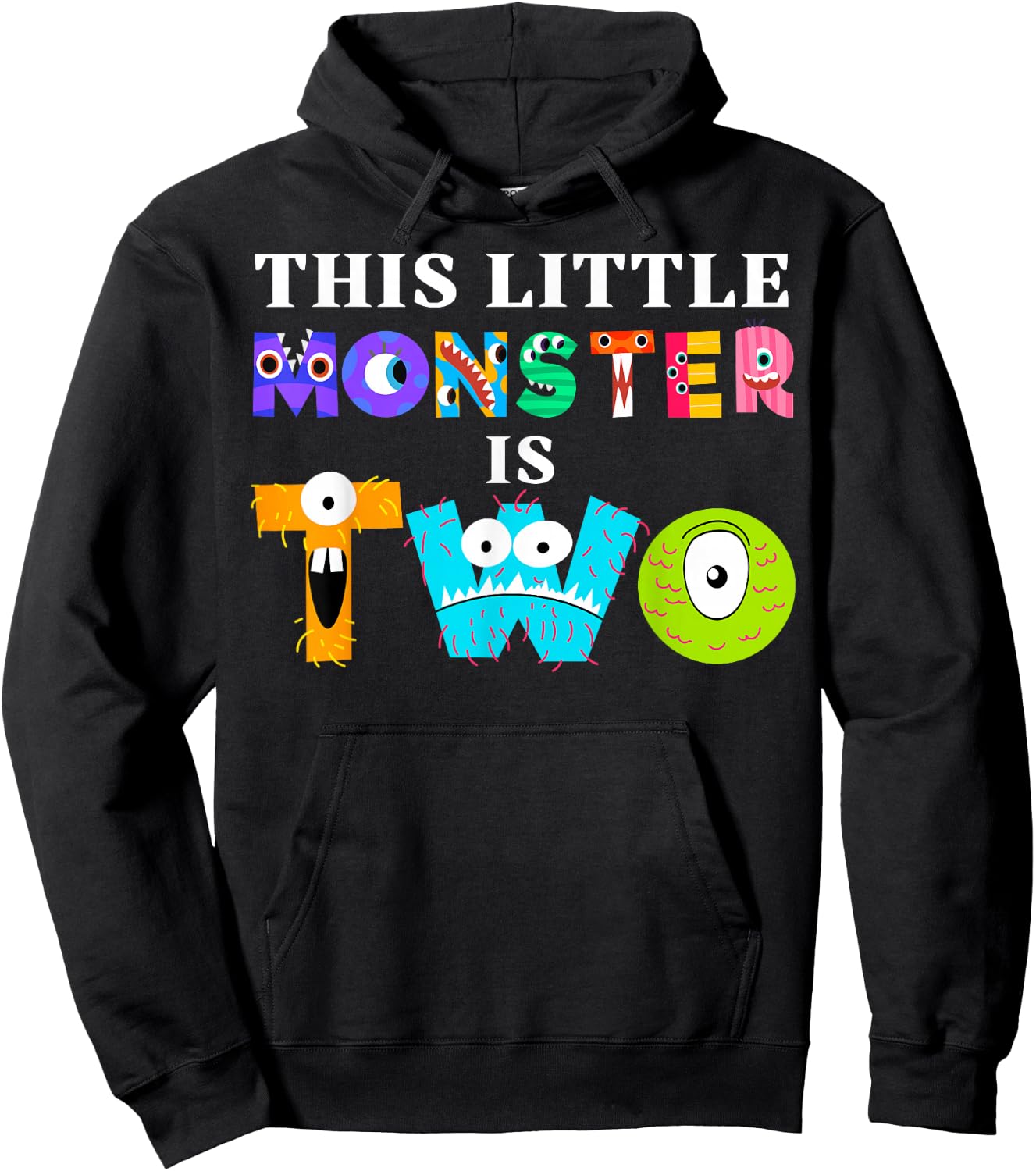This Little Monster is Two 2nd Birthday Party Family Monster Hoodie - Hoodie | Black