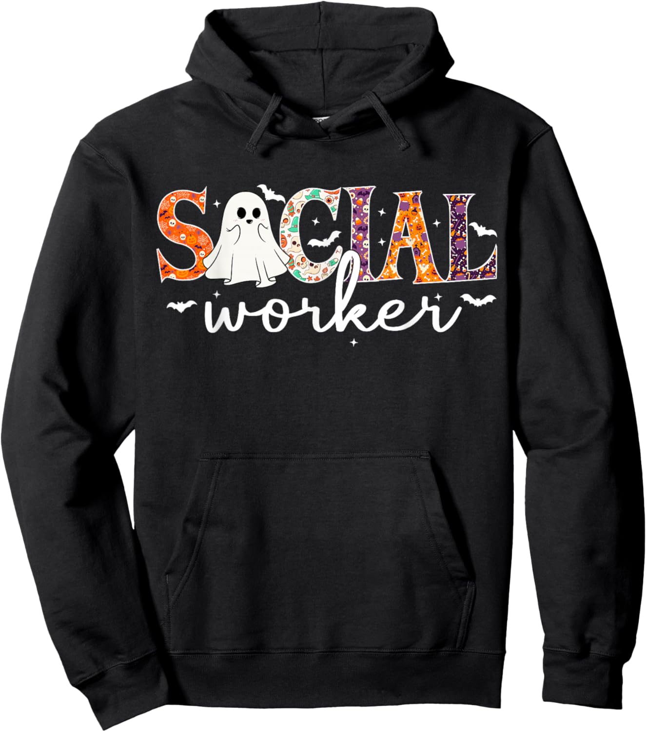 Social Worker Halloween Retro Ghost Halloween Social Worker Hoodie - Hoodie | Black