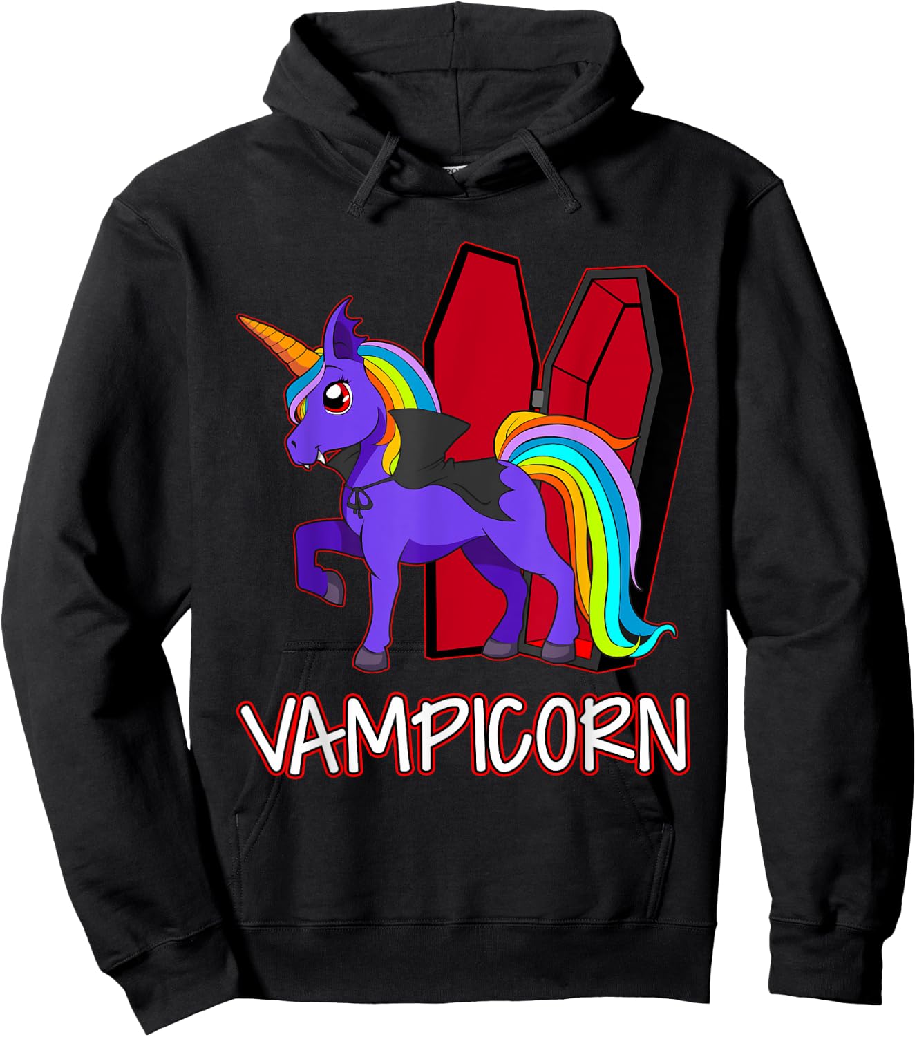 Unicorn Vampire Vampicorn Cute Women Halloween Party Hoodie - Hoodie | Black