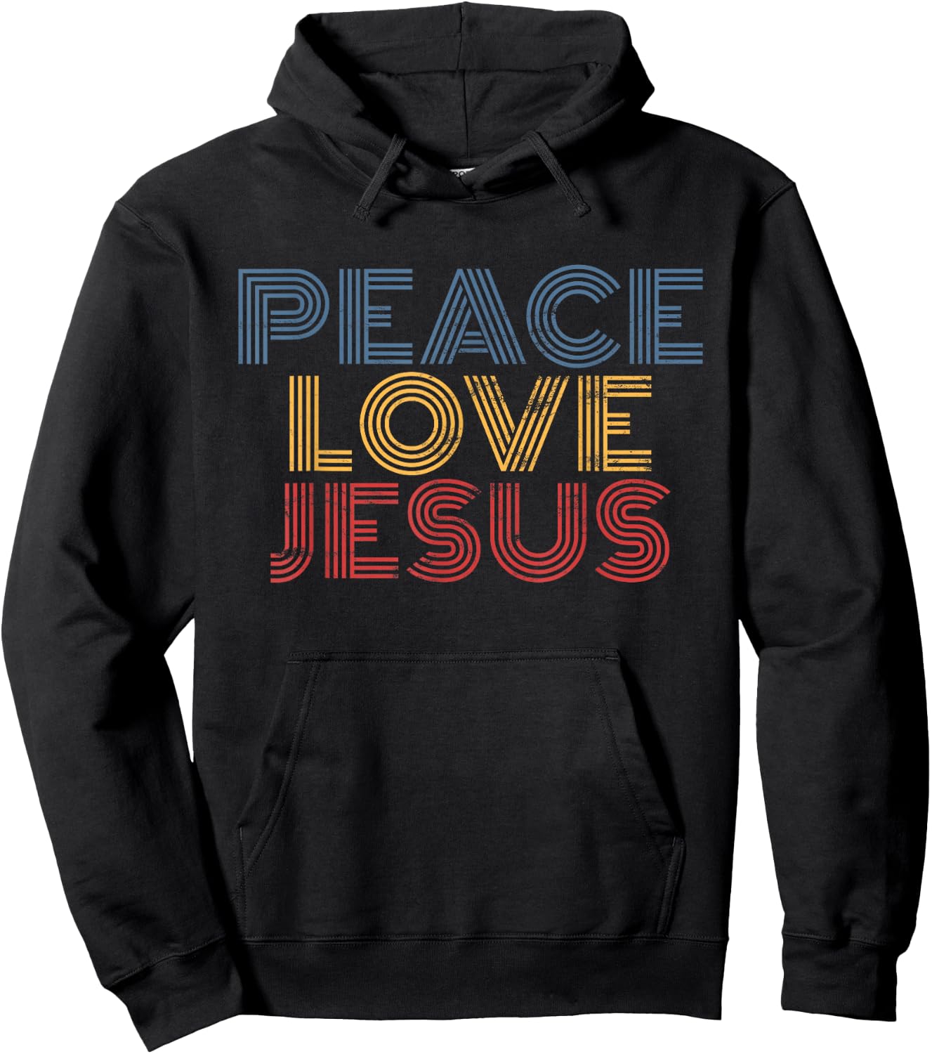 Peace Love Jesus retro 70s vintage distressed Hoodie - Hoodie | Black