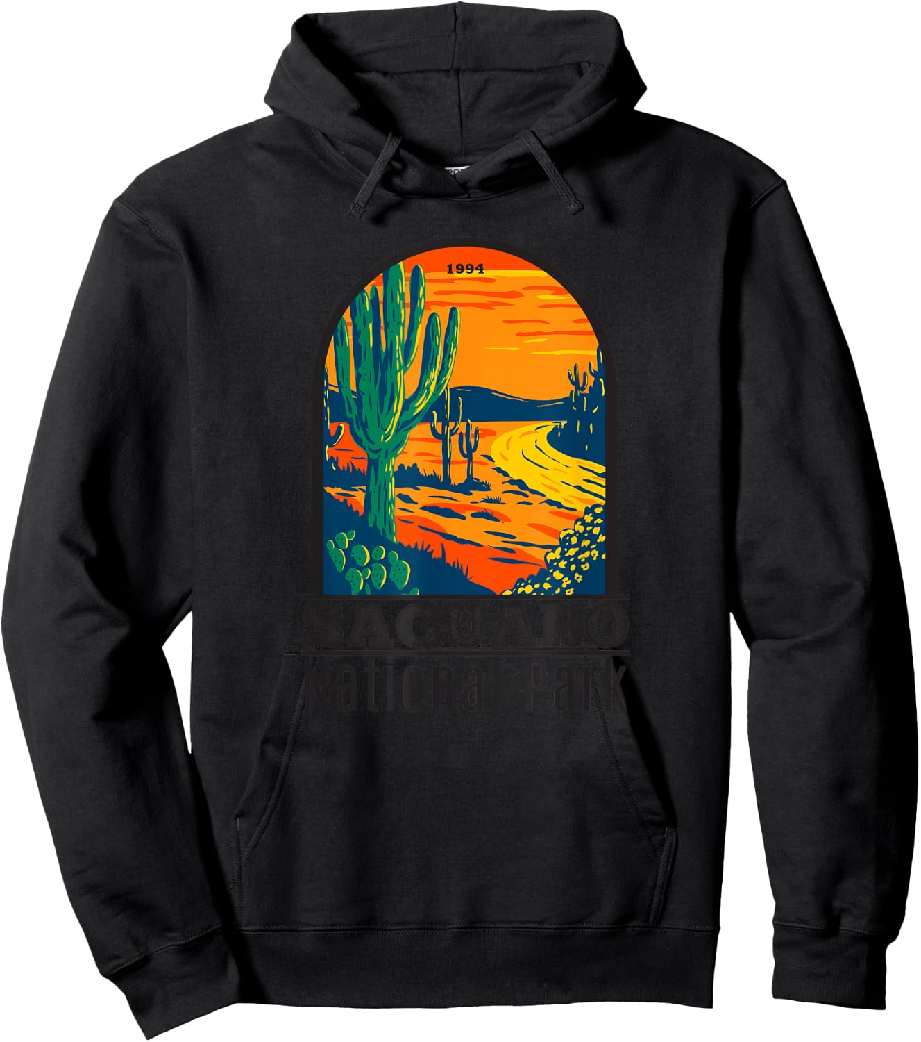 Saguaro National Park Vintage Cactus Hoodie - Hoodie | Black