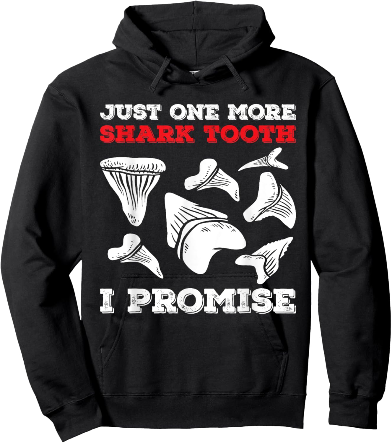 Retro Shark Teeth Collecting Tools Tooth Hunting Fossil Joke Hoodie - Hoodie | Black