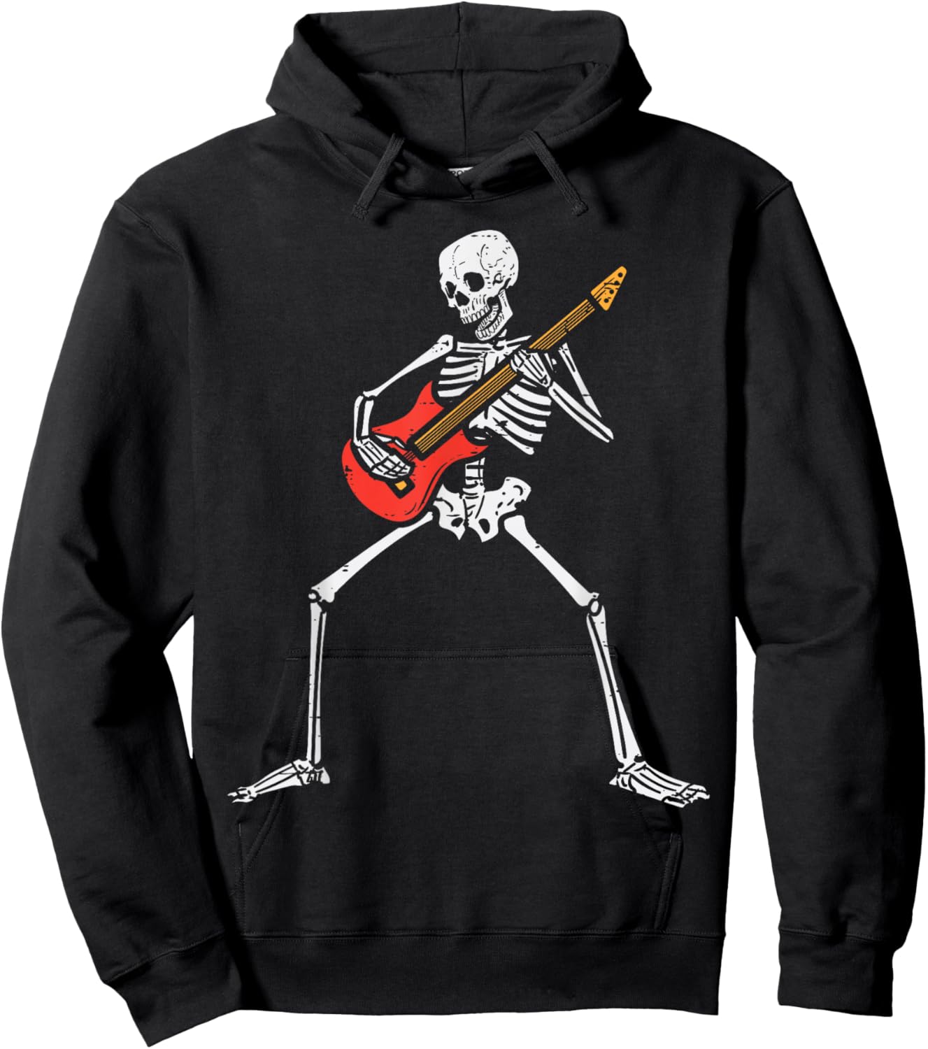 Halloween Skeleton Rocker Guitar Punk Rock Costume Men Women Hoodie - Hoodie | Black