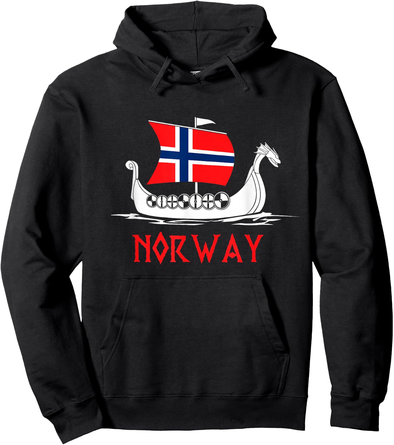 Boat Norwegian Flag Norway Viking Ship Norway Hoodie - Hoodie | Black
