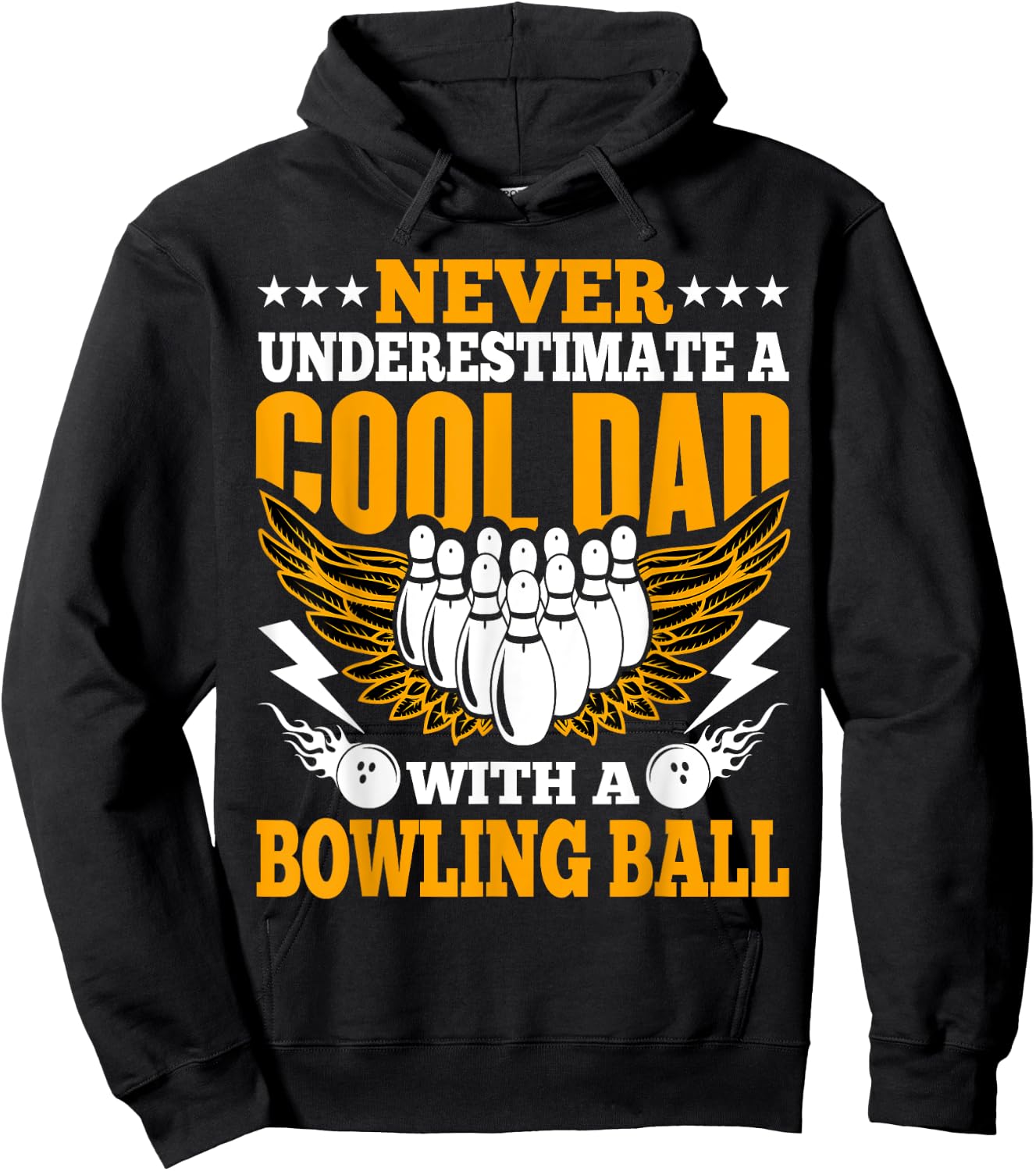 Bowling Lovers Never Underestimate a Cool Dad with a Bowling Hoodie - Hoodie | Black