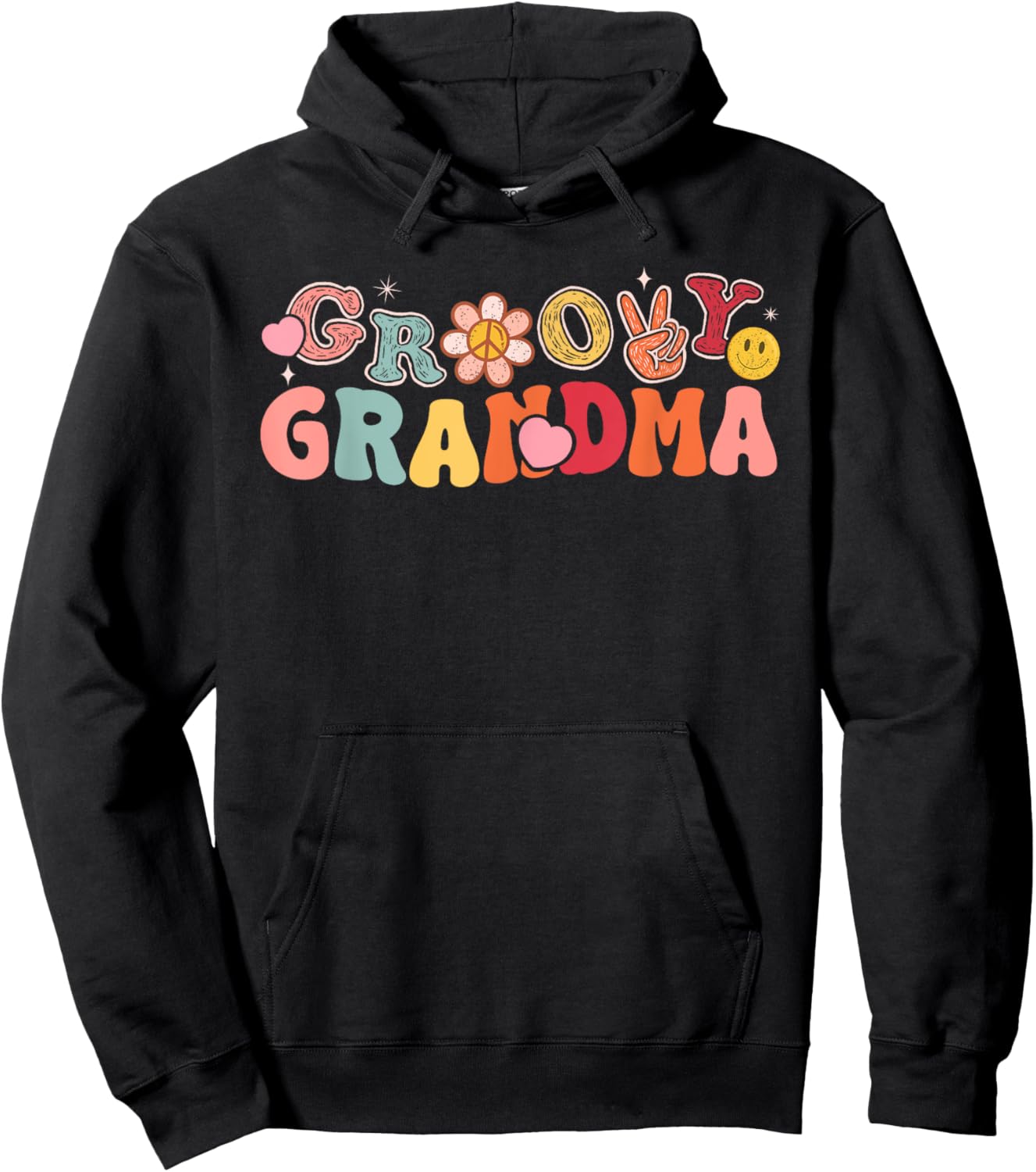 Retro Groovy Grandma Hippie Matching Family Birthday Party Hoodie - Hoodie | Black