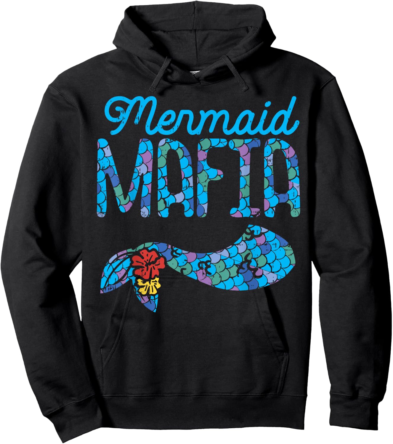 Mermaid Mafia Cute Tail Security Family Matching Party Gift Hoodie - Hoodie | Black