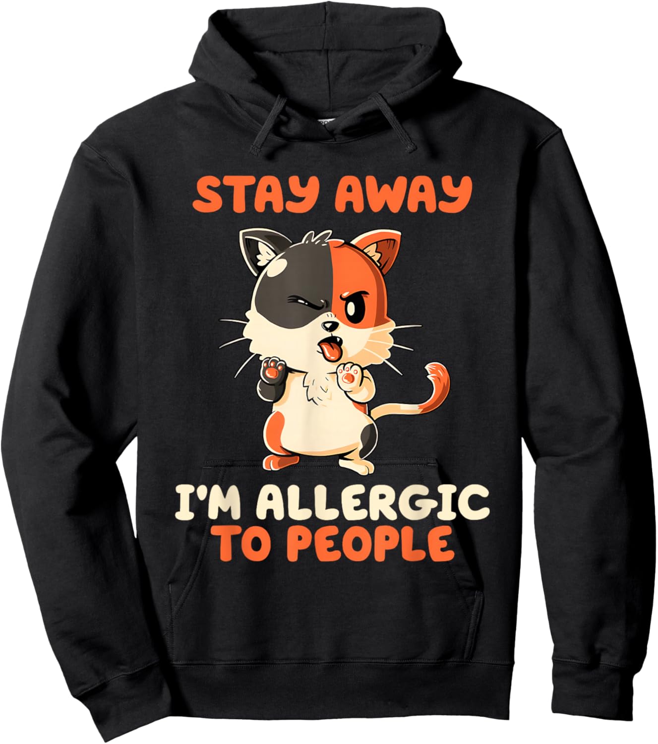 Stay Away I’m Allergic To People Cat Funny Hoodie - Hoodie | Black
