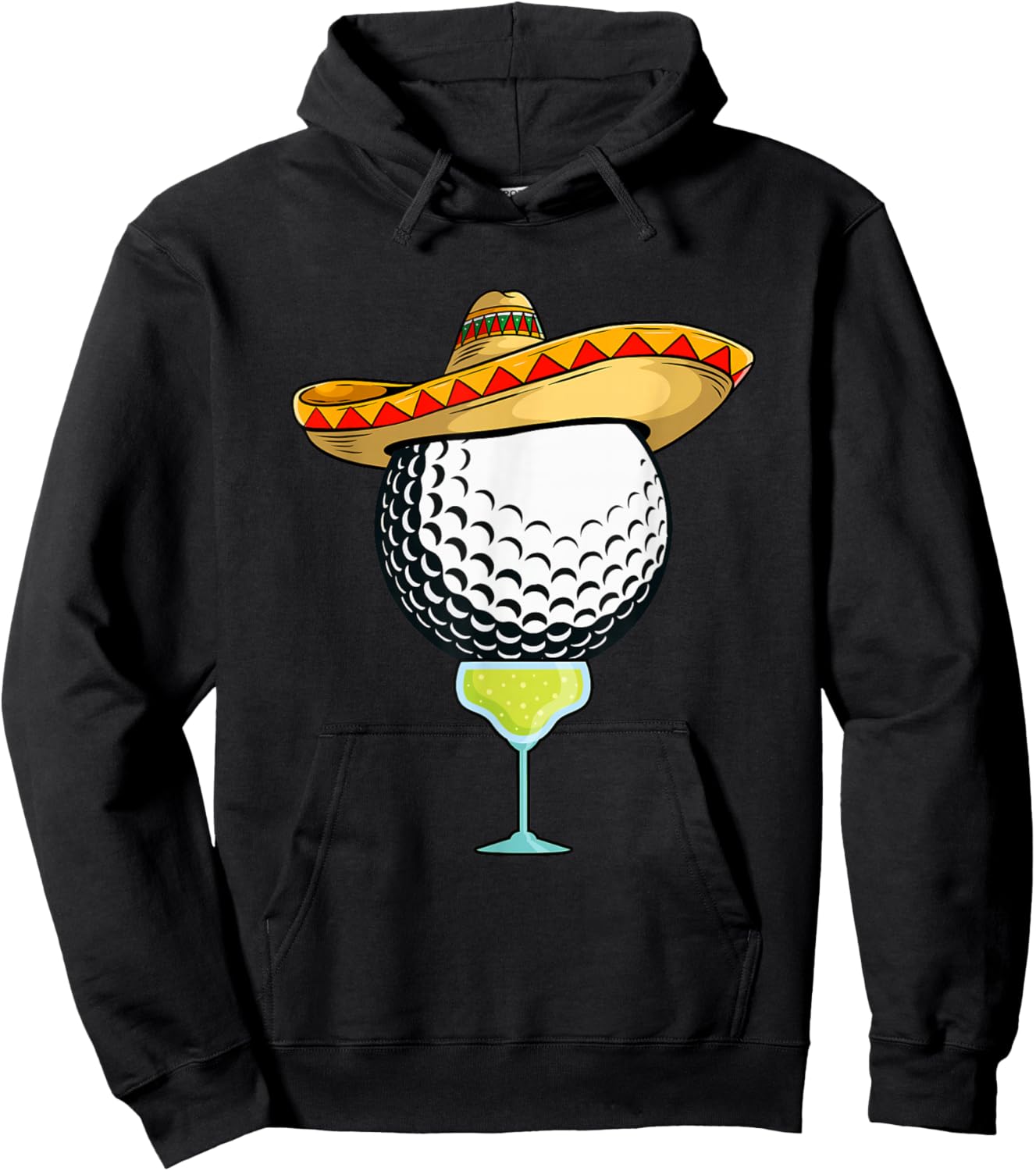 Cinco de Mayo Golf Ball With Sombrero and Margarita Golfer Hoodie - Hoodie | Black