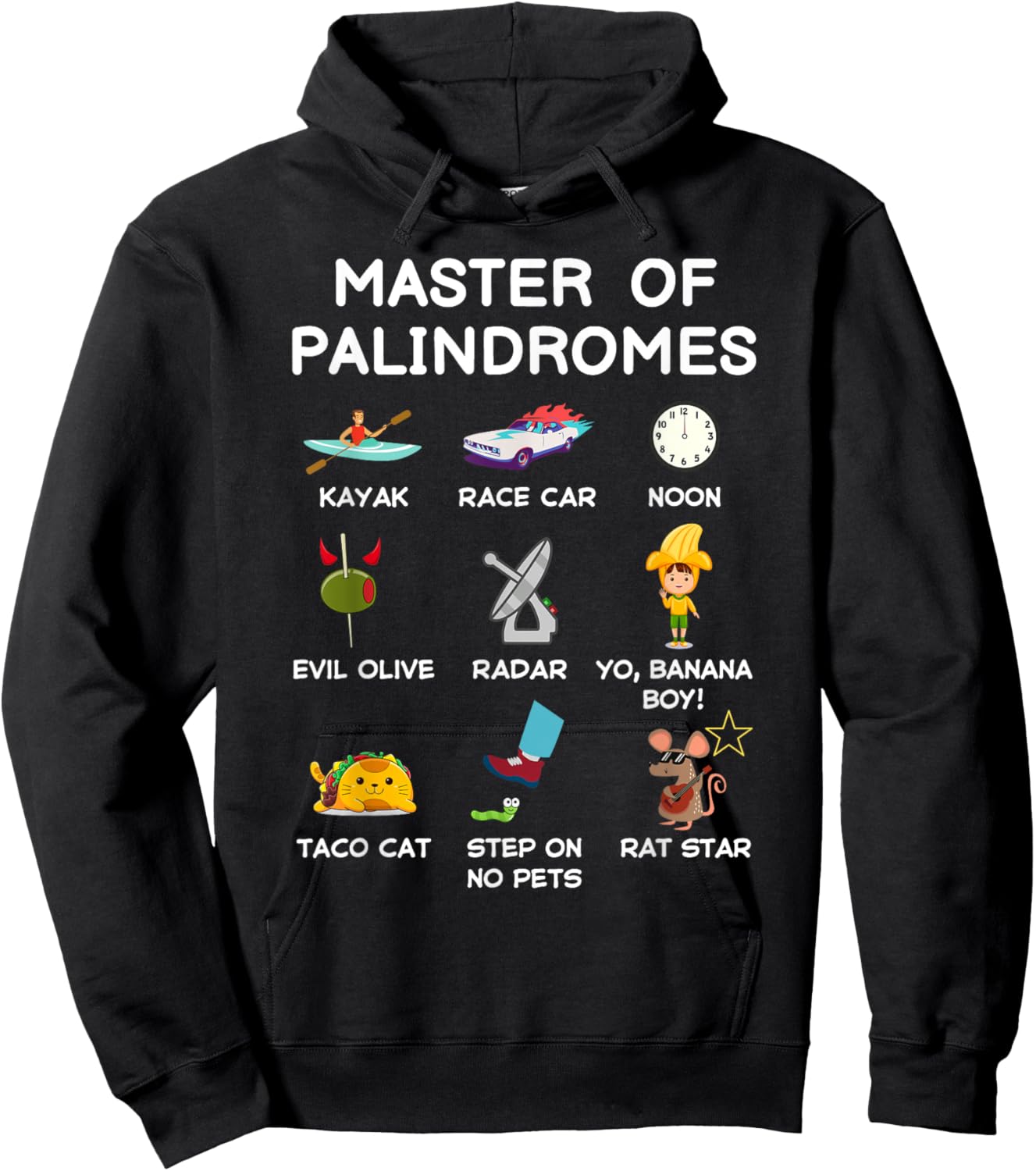 Master Of Palindromes Funny Palindromic Kids Boys Girls Cool Hoodie - Hoodie | Black