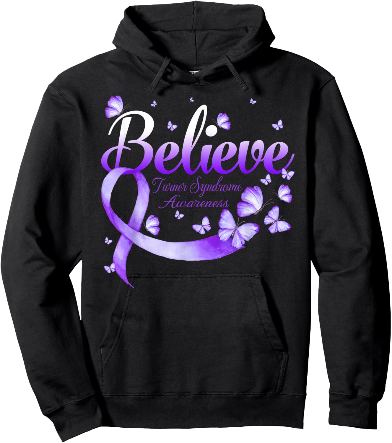 Believe Turner Syndrome Awareness Butterfly Hoodie - Hoodie | Black