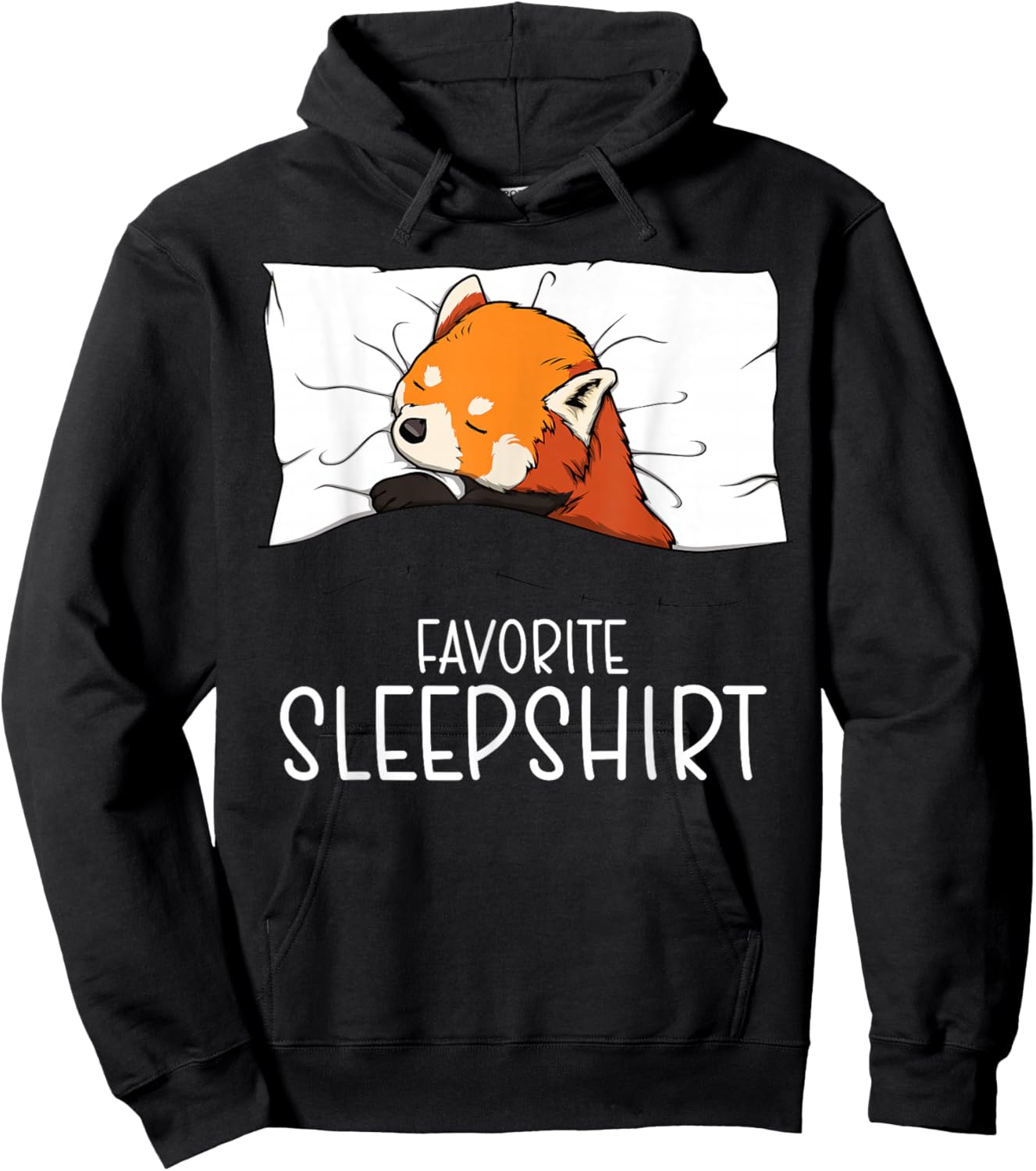 Favorite Sleepshirt Red Panda, Napping Red Panda Pajama Hoodie - Hoodie | Black