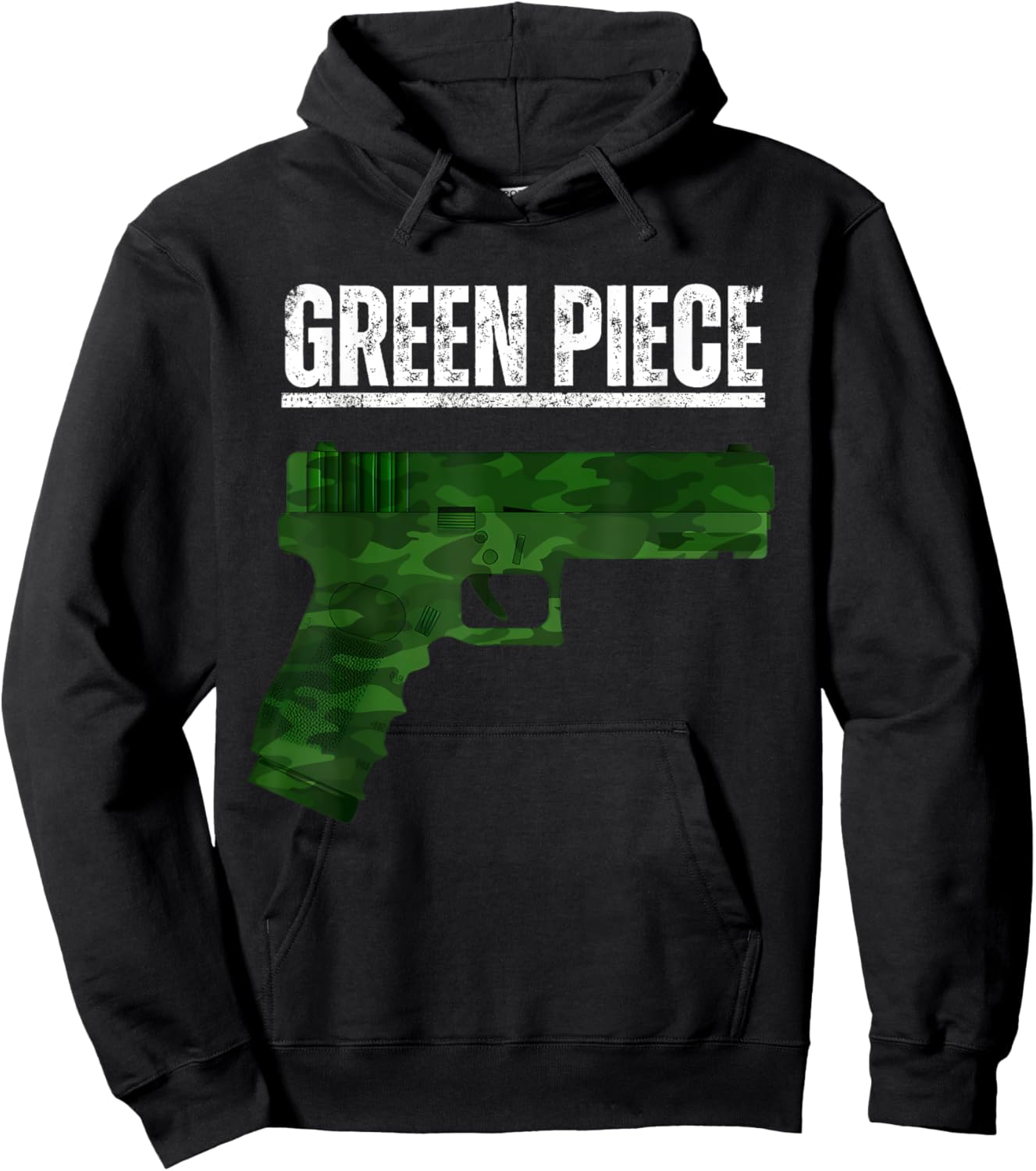 Green Piece Tactical Gun Camo Pistol Design Cool Funny Range Hoodie - Hoodie | Black