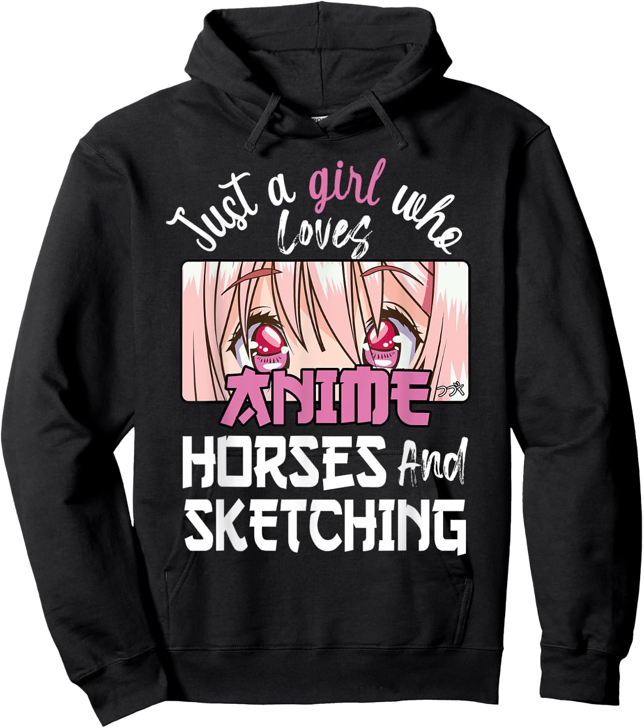 Just A Girl Who Loves Anime, Sketching & Horses Lover Gift Hoodie - Hoodie | Black