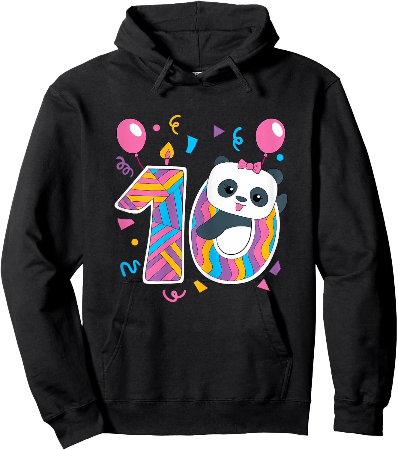 Panda 10 Year Old Children's Birthday Party Hoodie - Hoodie | Black