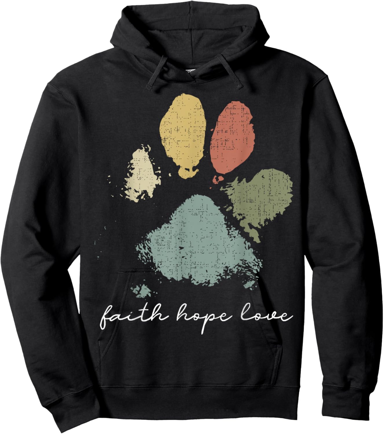 Faith Hope Love Rainbow Paw Print Jesus Christian Dog Lover Hoodie - Hoodie | Black