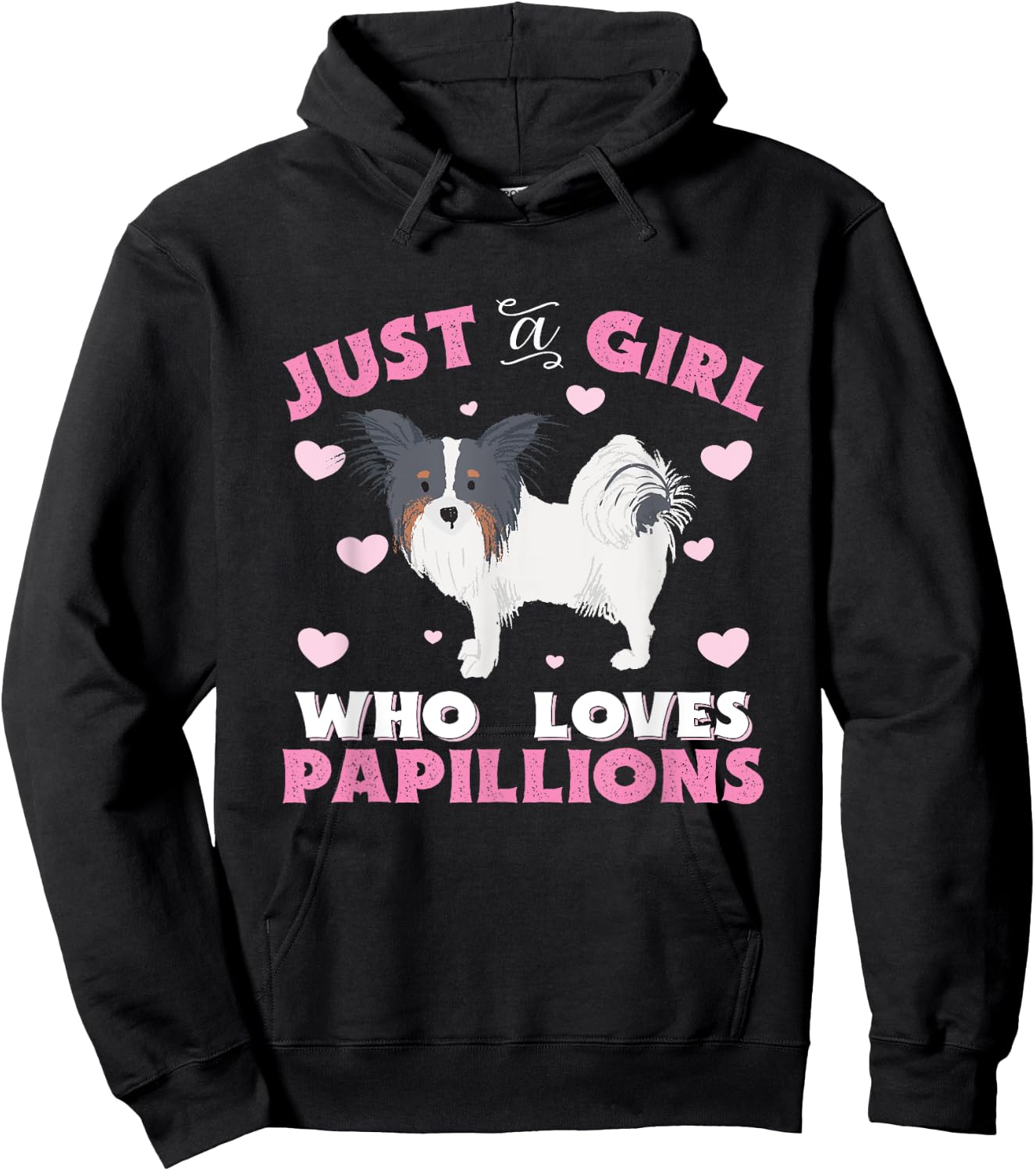 Papillion Just A Girl Who Loves Papillions Gift Hoodie - Hoodie | Black