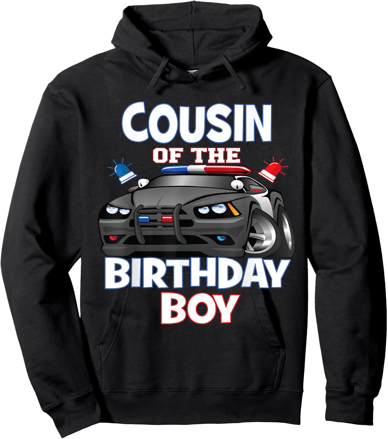 Cousin Of The Birthday Boy Policeman Officer Party Hoodie - Hoodie | Black