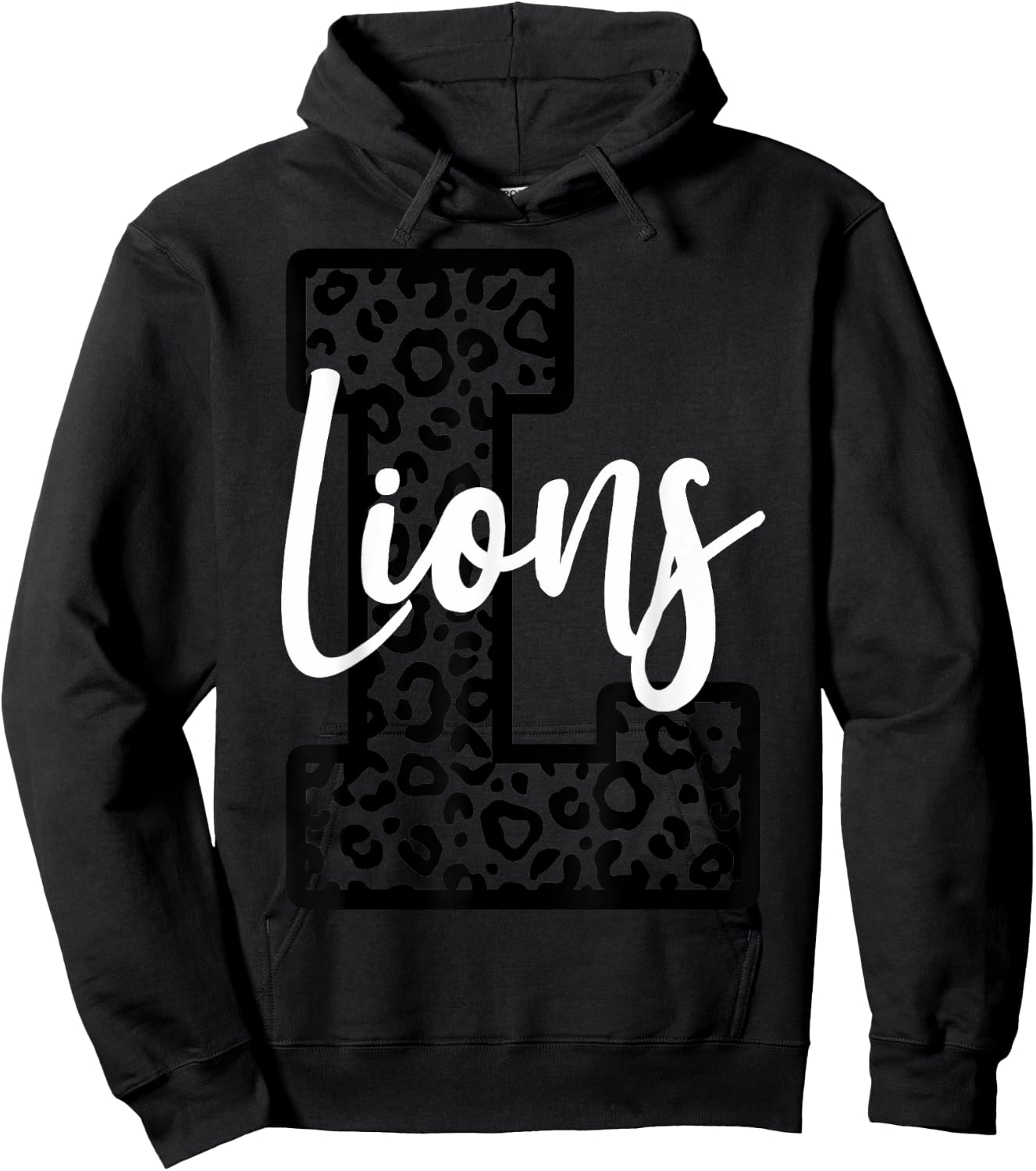 Lions School Spirit Sport Leopard Cheer Fan Game Day Hoodie - Hoodie | Black