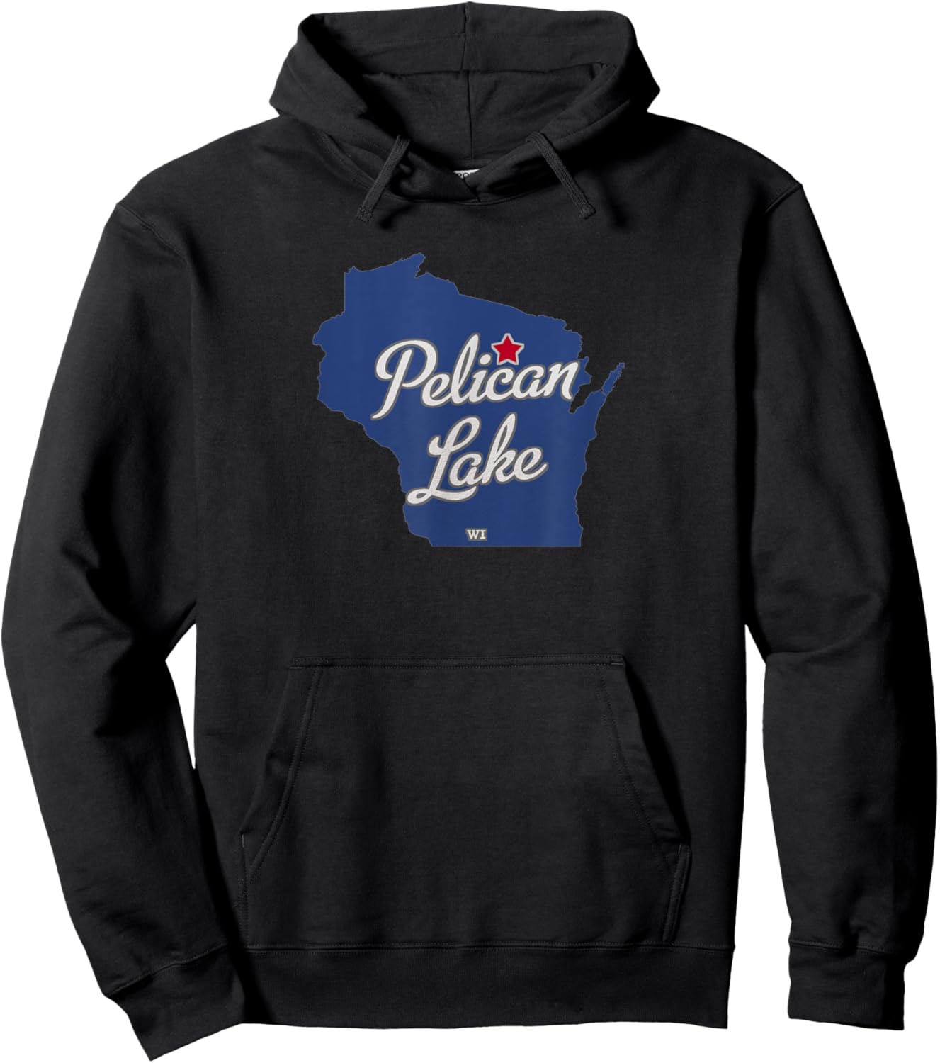 Pelican Lake Wisconsin WI Map Hoodie - Hoodie | Black