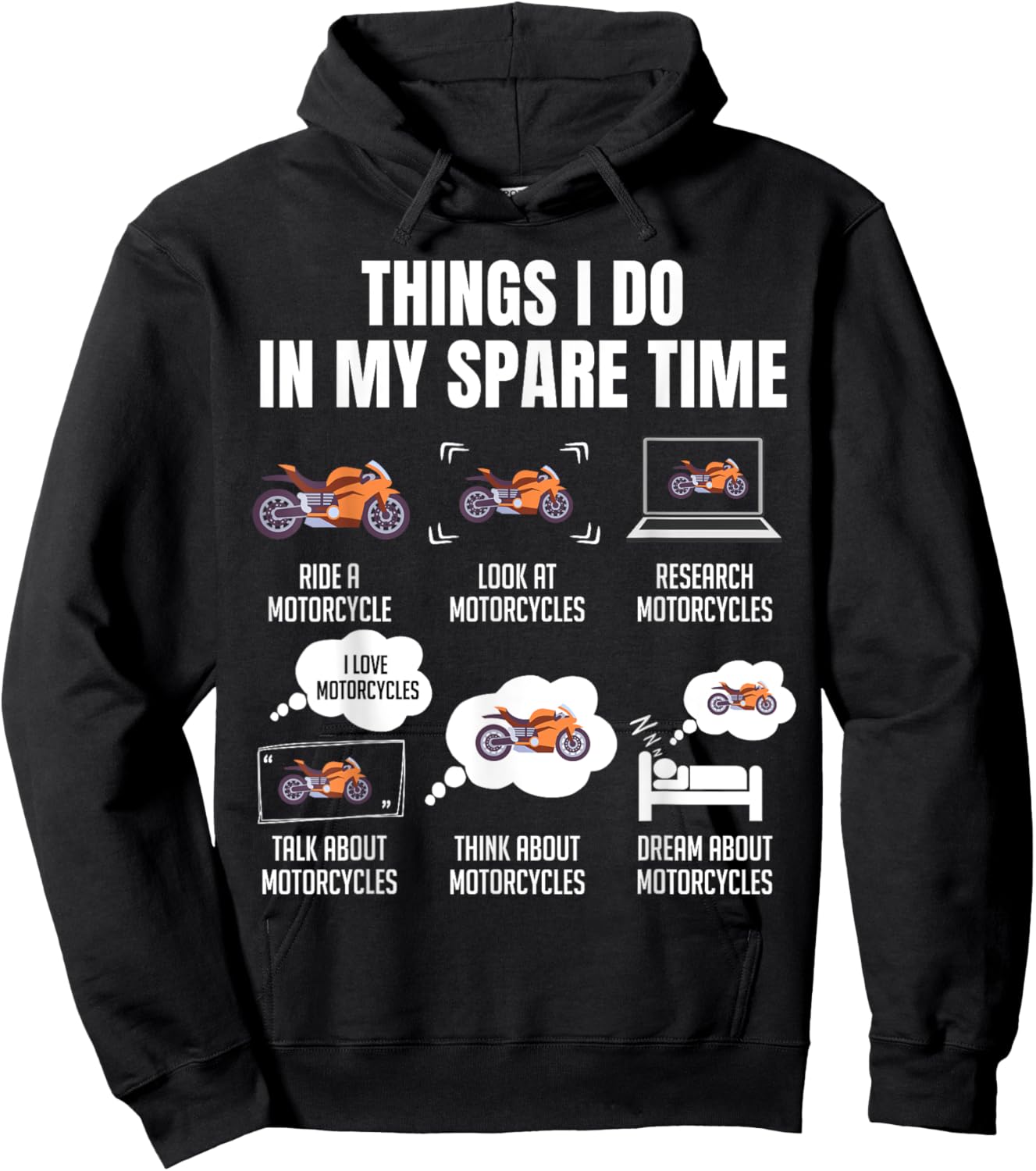 Things I Do In My Spare Time Motorcycles Hoodie - Hoodie | Black