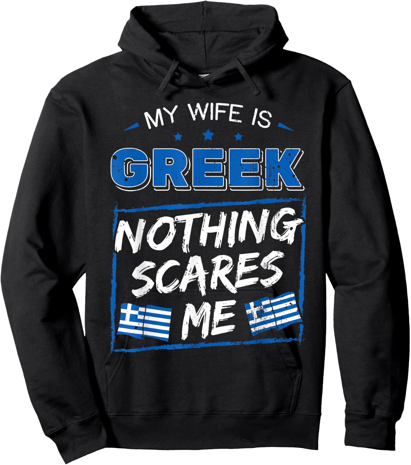 My Wife Is Greek Hellenic Republic Greece Roots Flag Pride Hoodie - Hoodie | Black