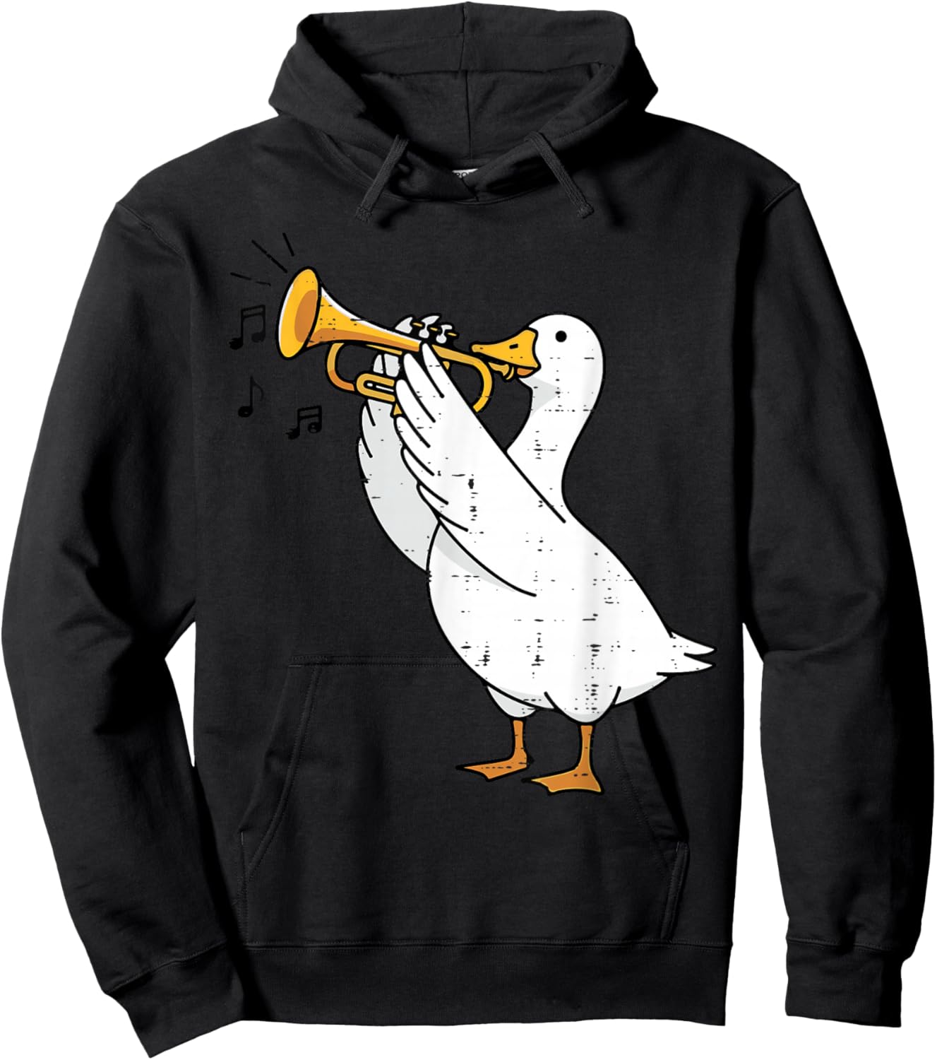 Goose Playing Trumpet Funny Music Animal Lover Men Women Kid Hoodie - Hoodie | Black