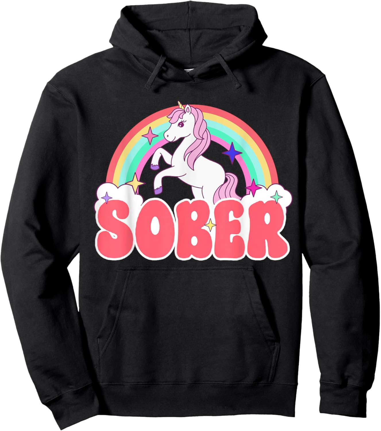 Sober Unicorn AA NA Recovery Gift Sober Sobriety Alcoholics Hoodie - Hoodie | Black