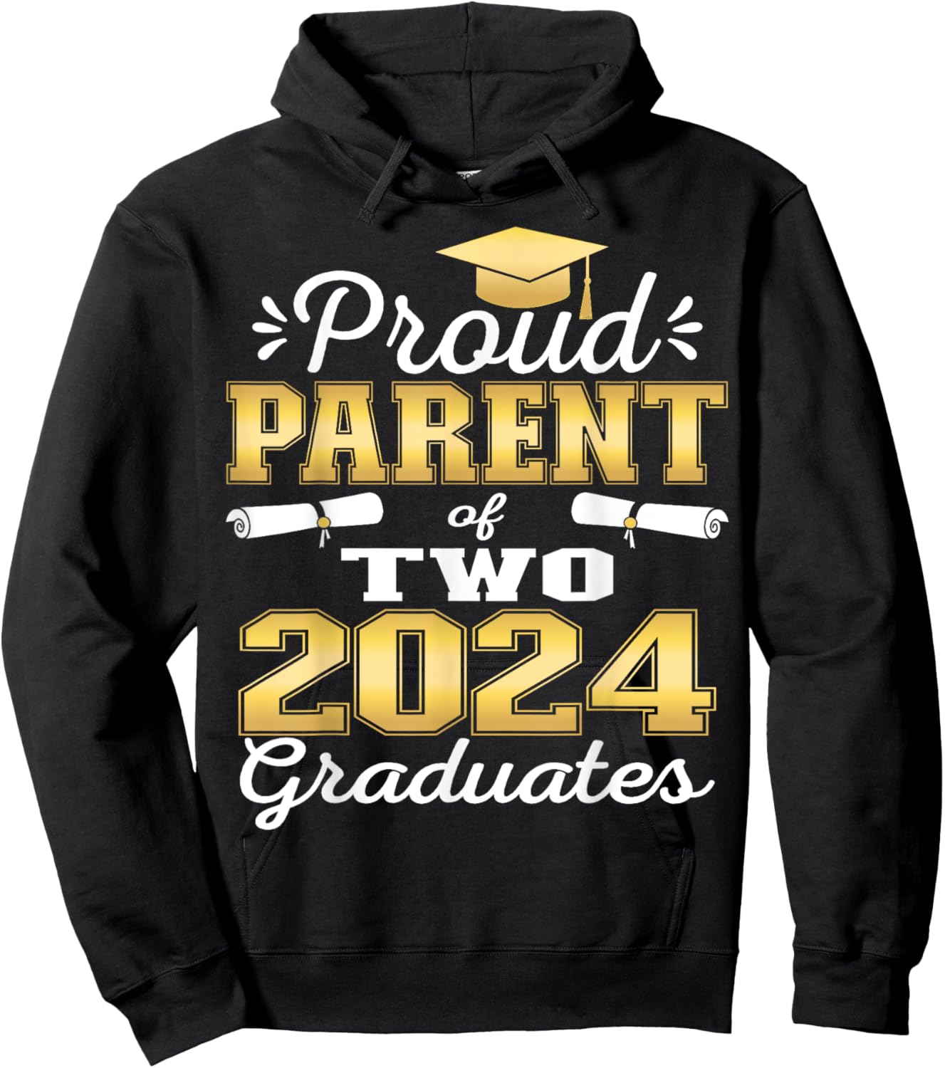 Proud Parent of Two 2024 Graduate Class 2024 Graduation Hoodie - Hoodie | Black