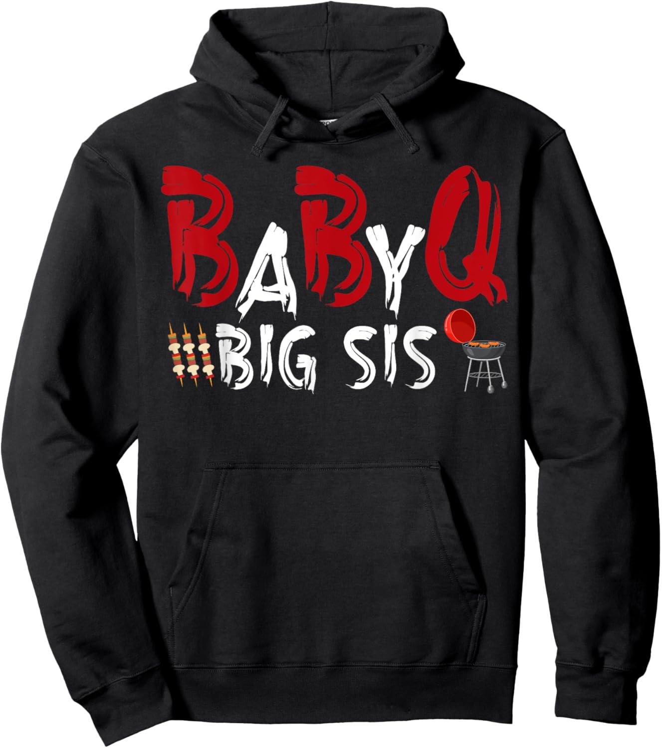 Big Sis Baby BBQ Shower Themed Family Matching Barbecue Hoodie - Hoodie | Black