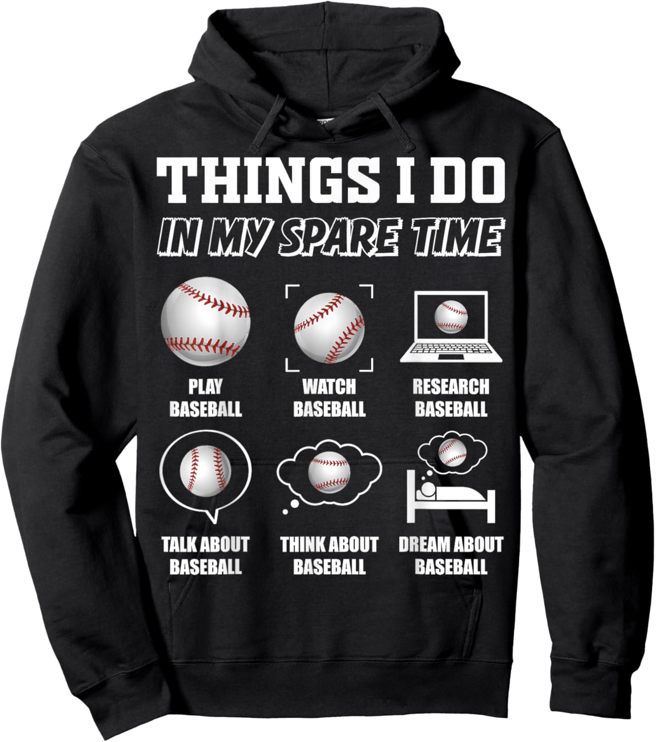 Things I do In My Spare Time Funny Baseball Lover Hoodie - Hoodie | Black