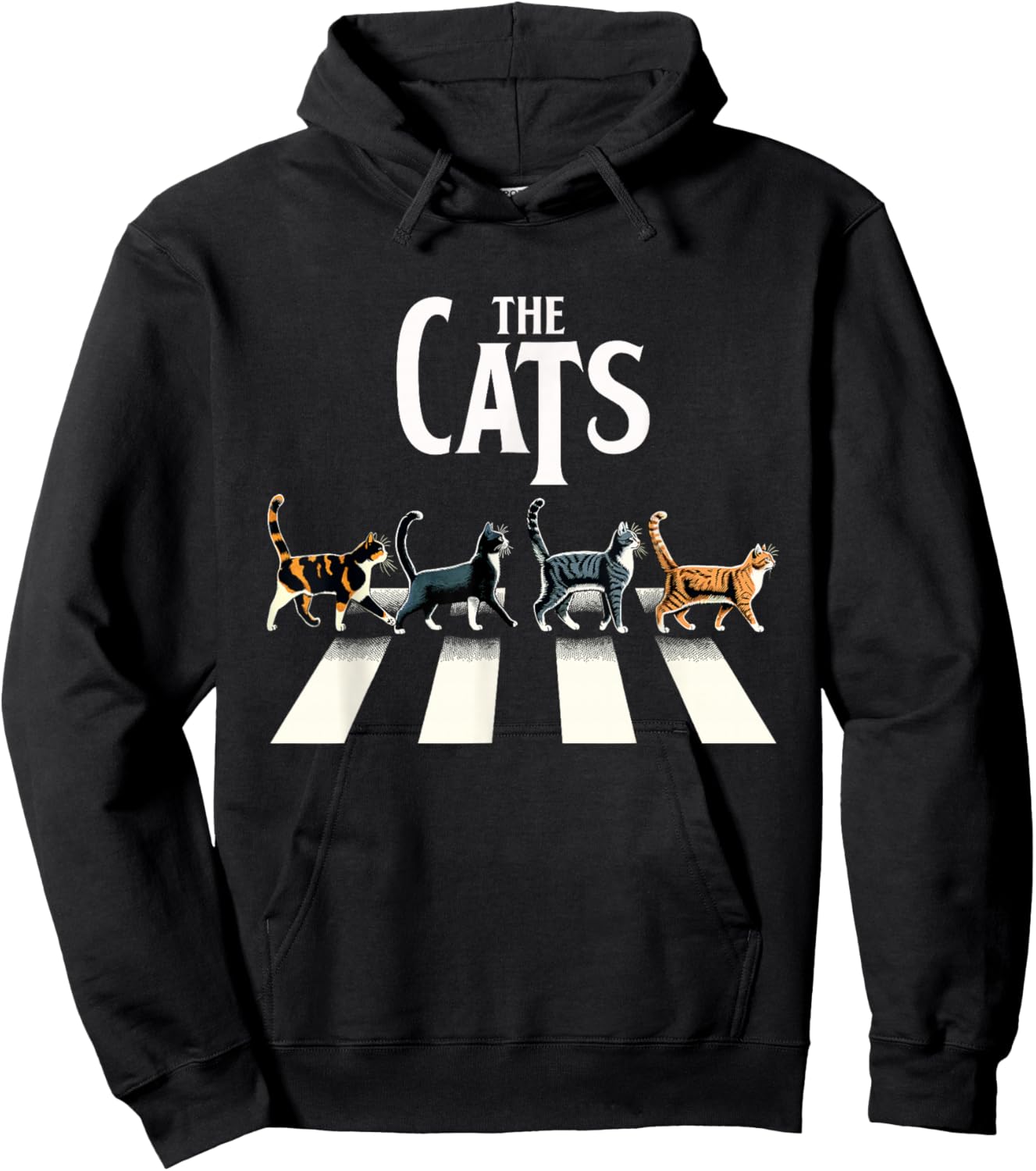 Retro Cat Rock and Roll Music Gift Men Kids Women Funny Cat Hoodie - Hoodie | Black
