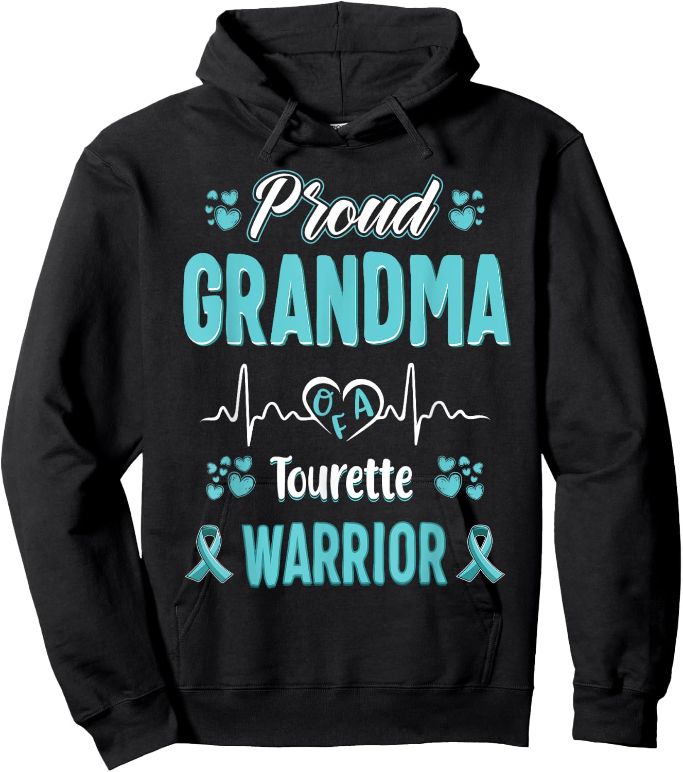 proud Grandma Tourette syndrome warrior awareness ribbon Hoodie - Hoodie | Black