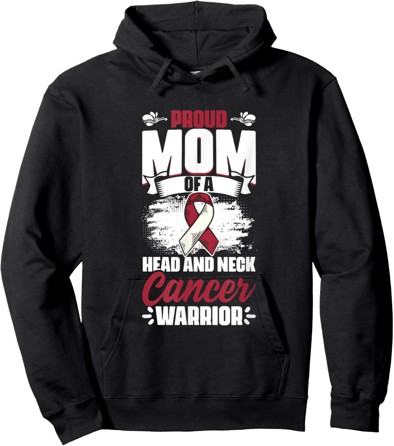 Mom Of A Head And Neck Cancer Warrior Oral Throat Cancer Hoodie - Hoodie | Black